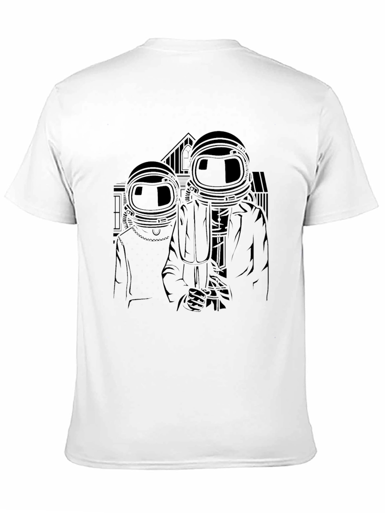 Astronaut American Gothic Black T-Shirt