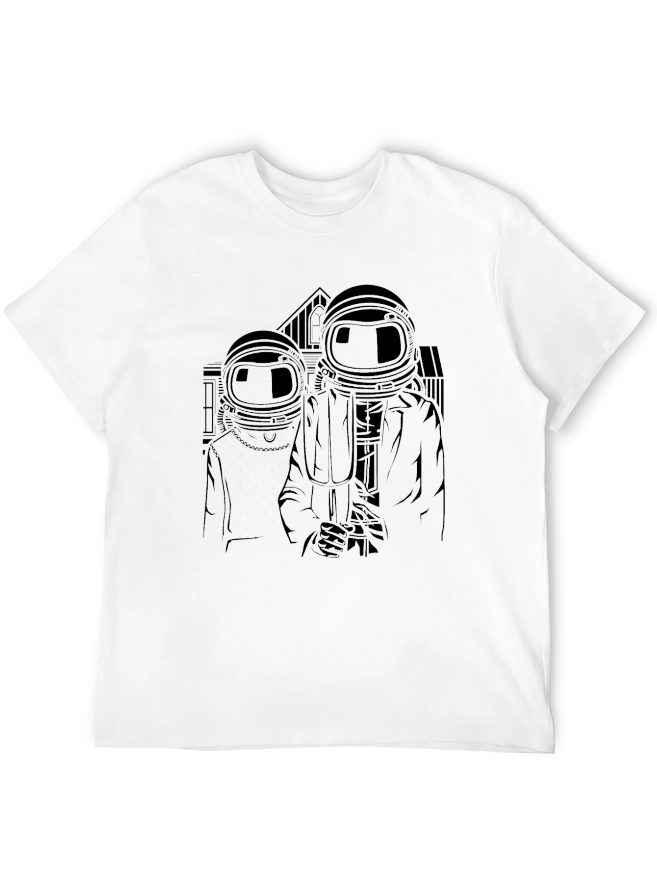 Astronaut American Gothic Black T-Shirt
