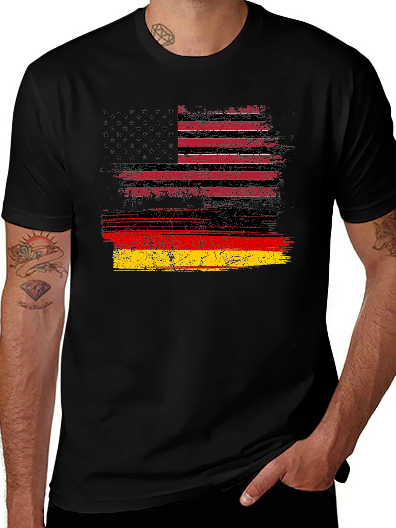 Distressed USA Germany Flag Graphic Tee