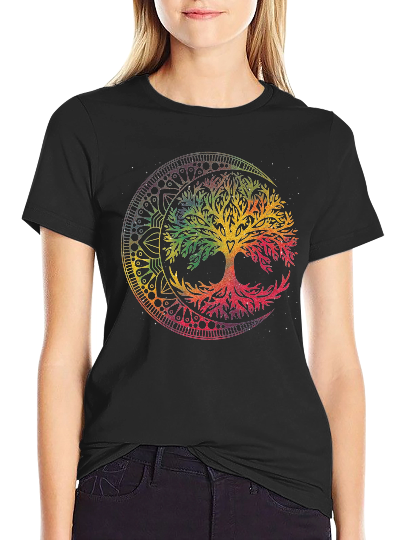 Tree of Life Mandala Graphic T-Shirt - Black