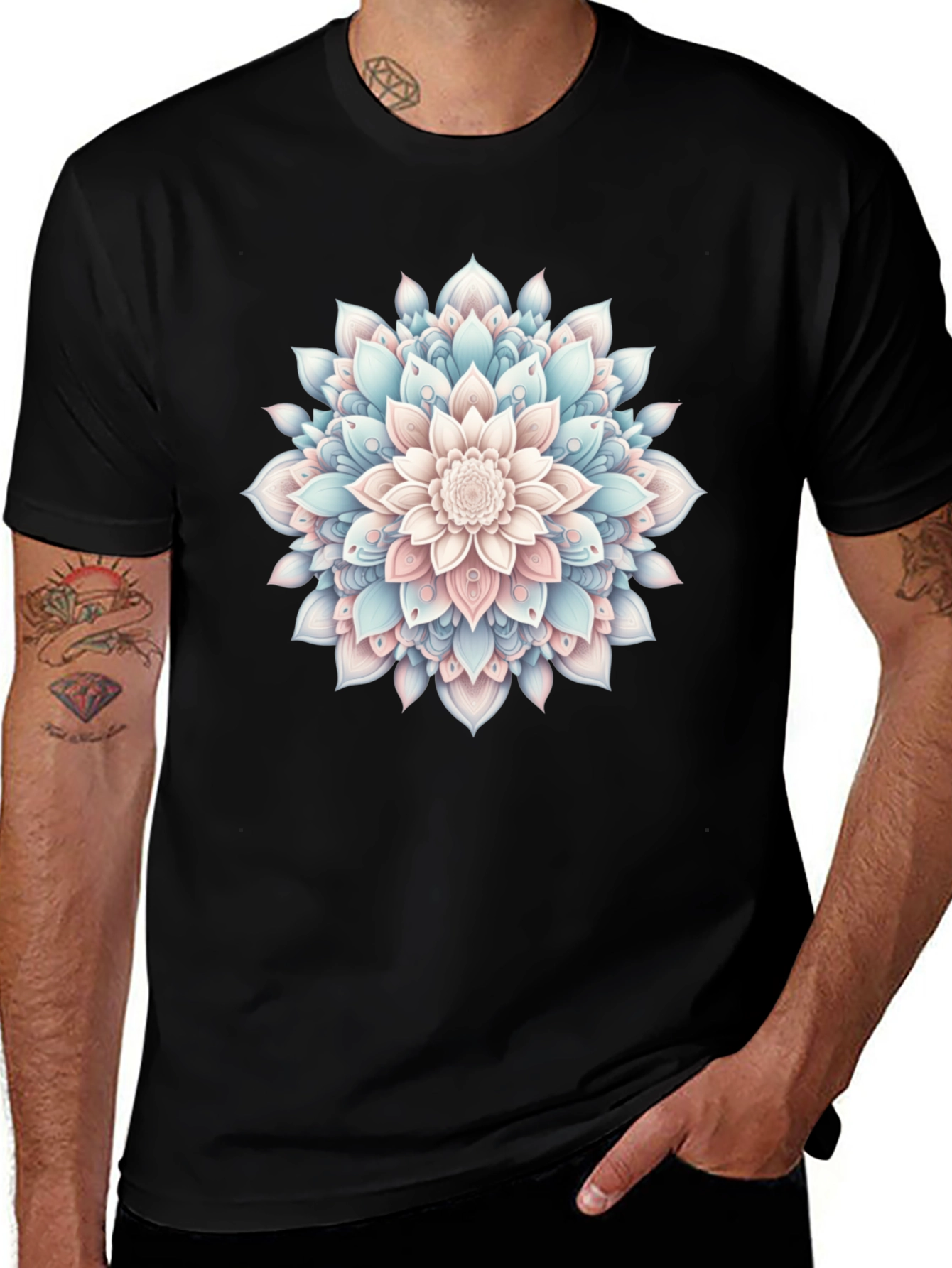 Mandala Flower Graphic Tee - Casual Style