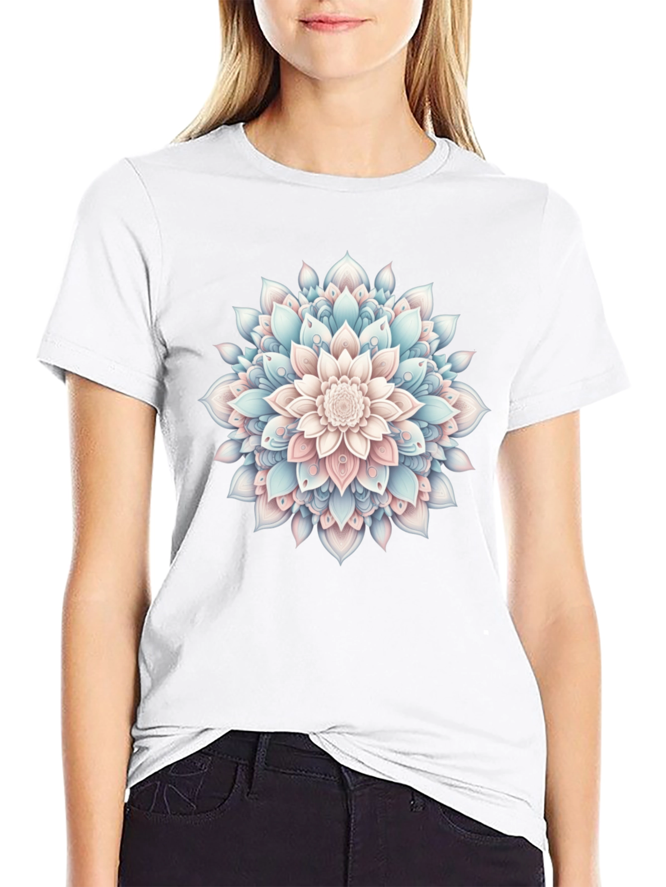 Mandala Flower Graphic Tee - Casual Style