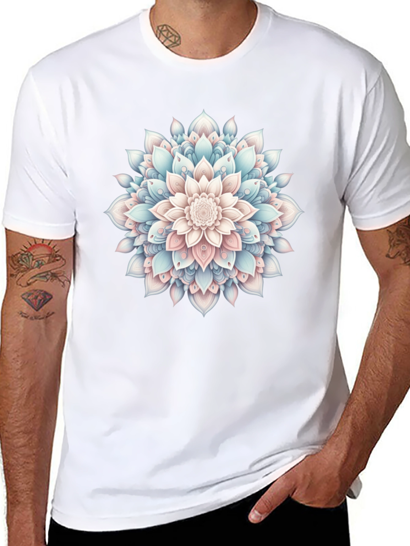 Mandala Flower Graphic Tee - Casual Style