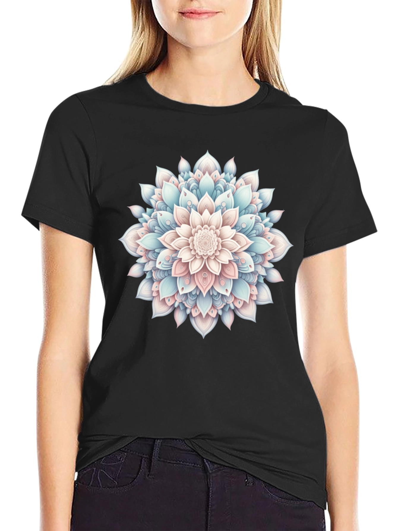 Mandala Flower Graphic Tee - Casual Style