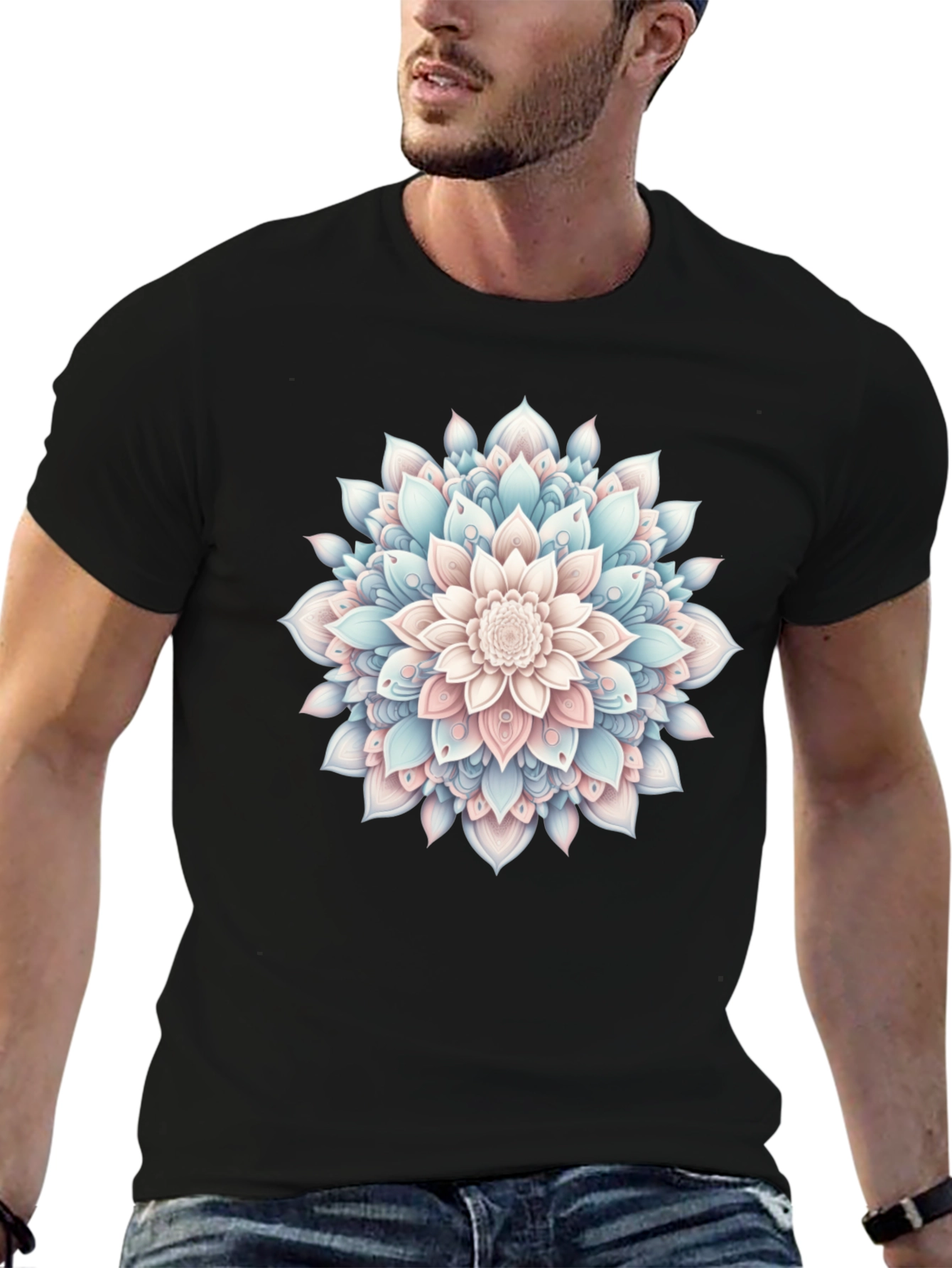 Mandala Flower Graphic Tee - Casual Style