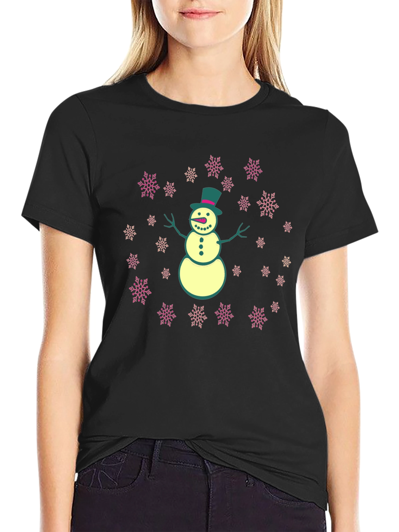 Snowman Snowflake T-Shirt - Festive Holiday Tee
