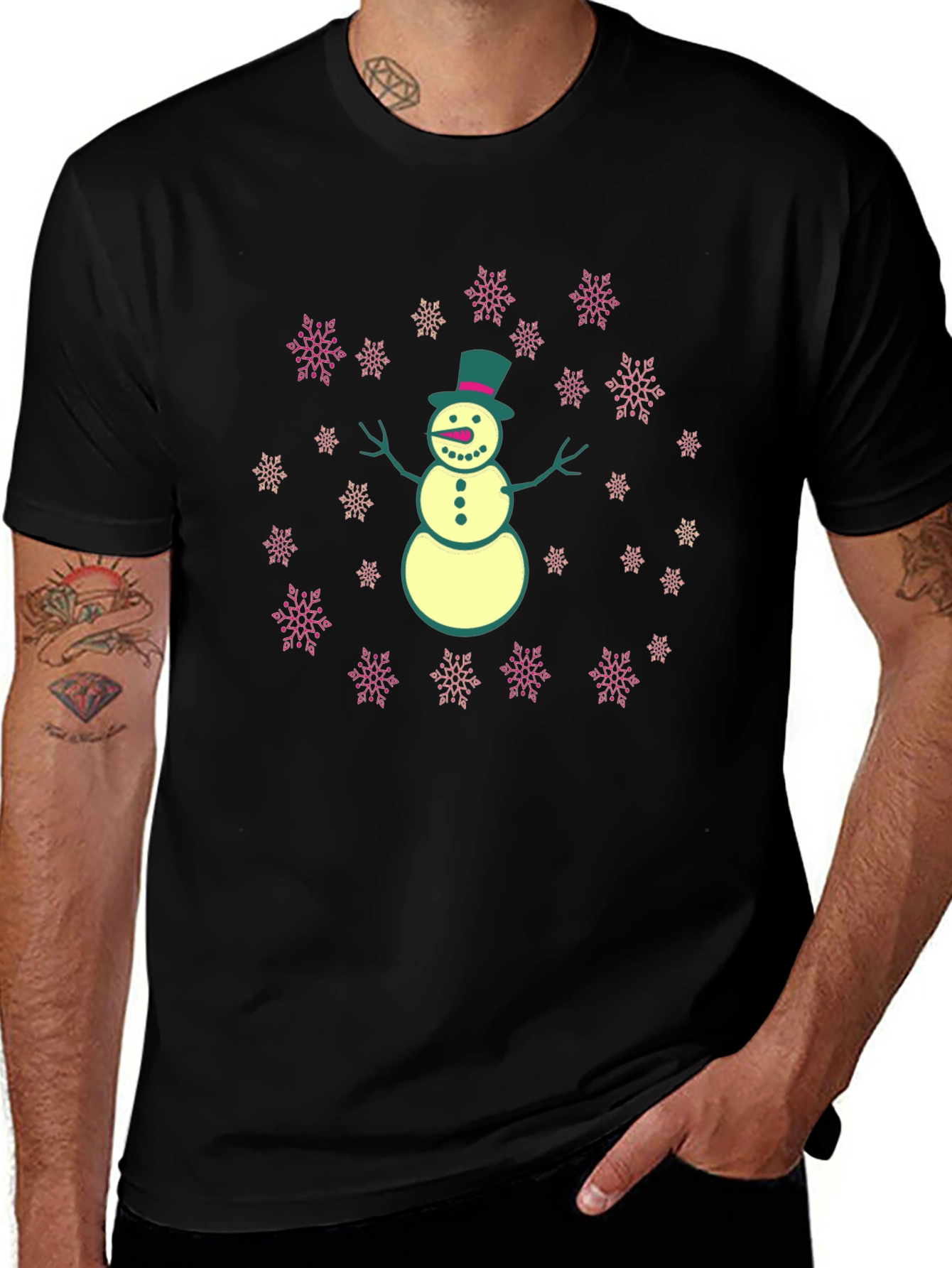 Snowman Snowflake T-Shirt - Festive Holiday Tee