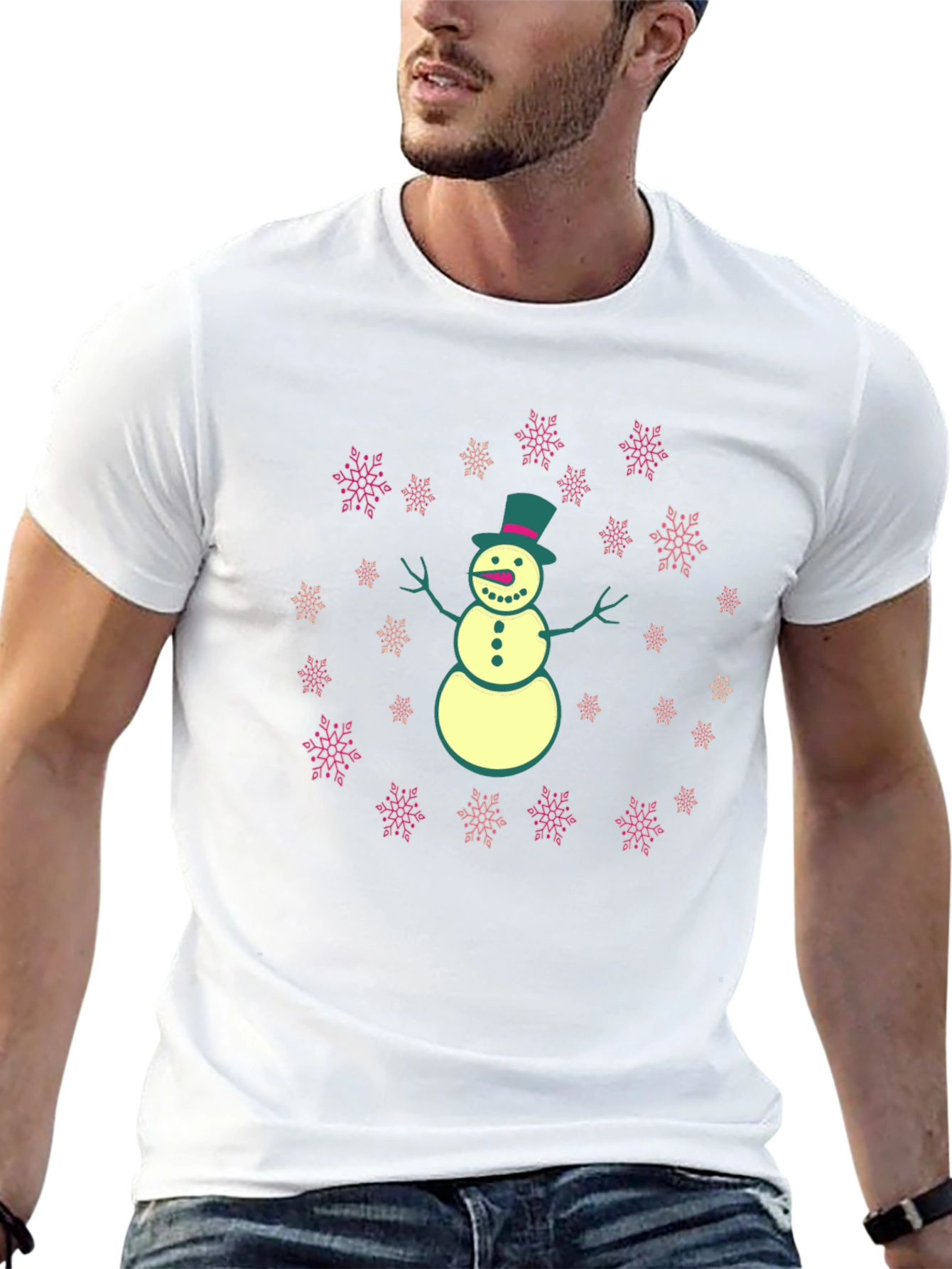 Snowman Snowflake T-Shirt - Festive Holiday Tee