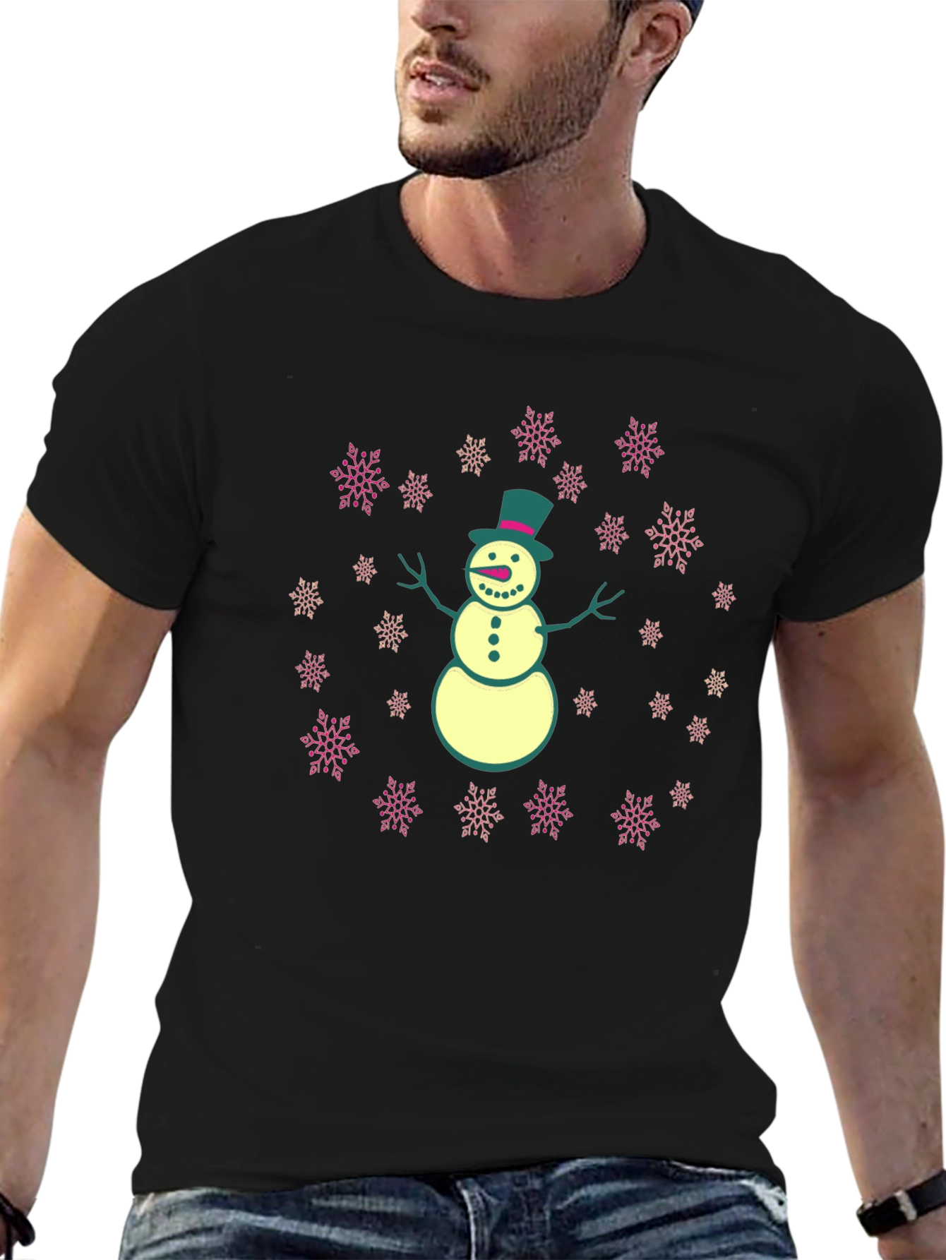 Snowman Snowflake T-Shirt - Festive Holiday Tee