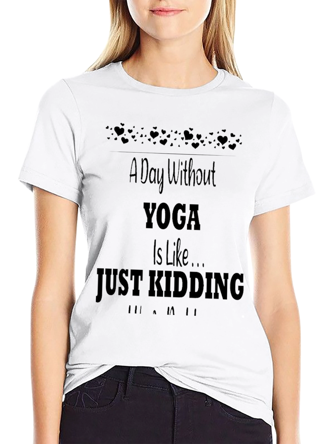 Yoga Just Kidding Mens Black T-Shirt