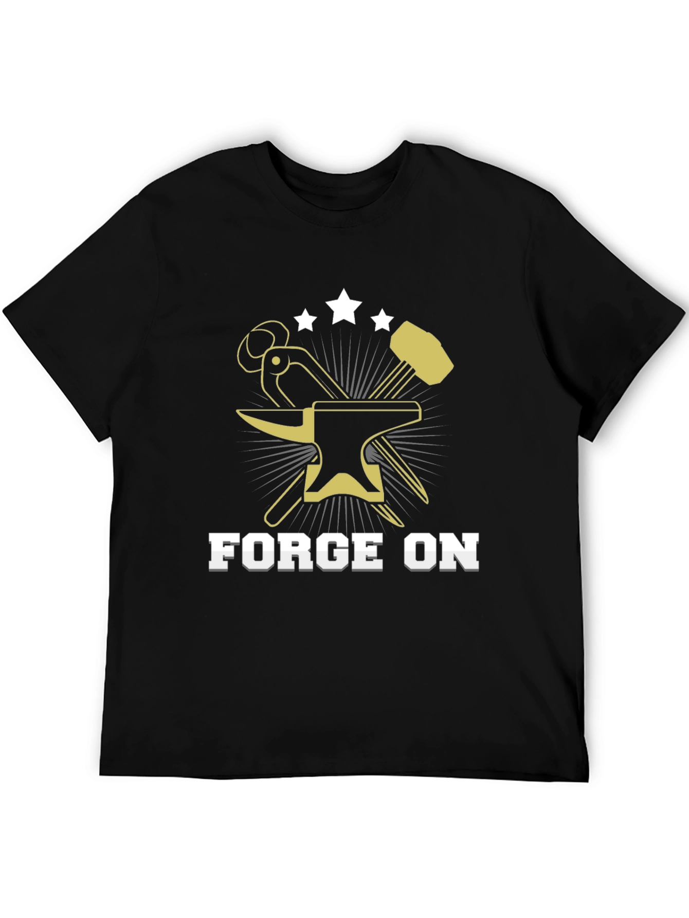 Forge On Blacksmith T-Shirt Anvil Hammer Stars