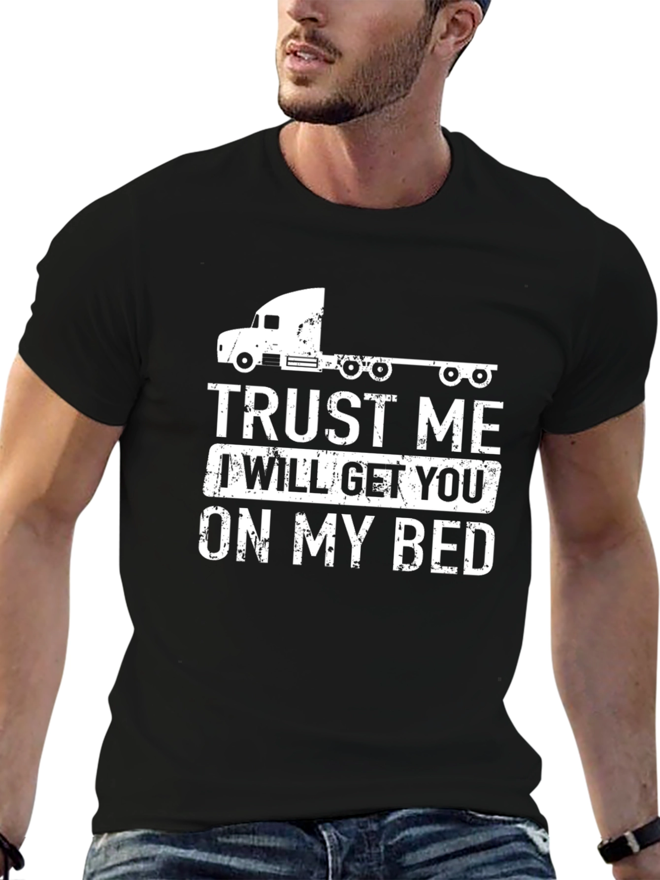 Trust Me Trucker T-Shirt - Black Crew Neck Tee