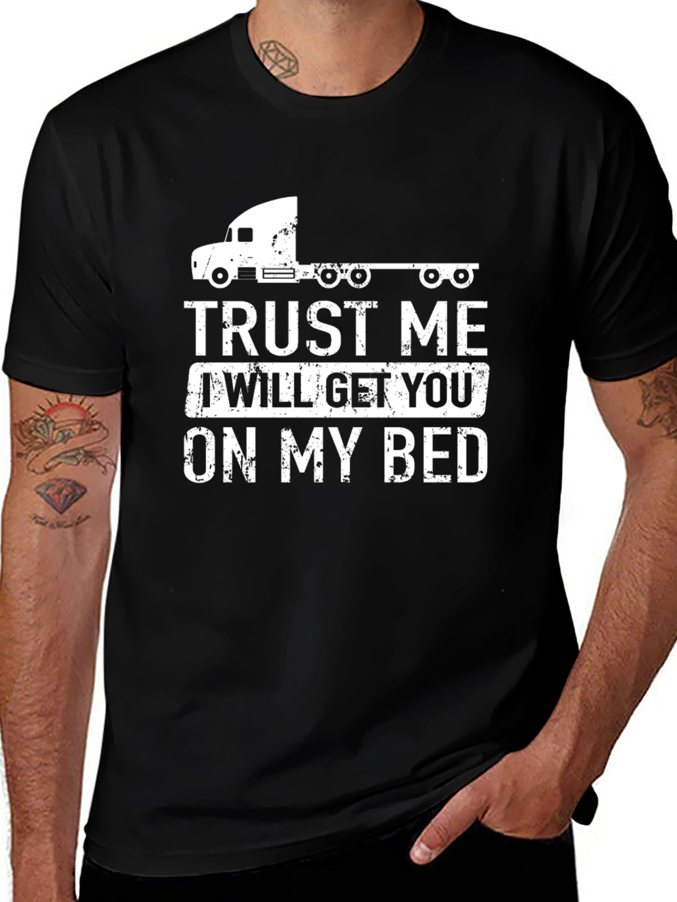 Trust Me Trucker T-Shirt - Black Crew Neck Tee
