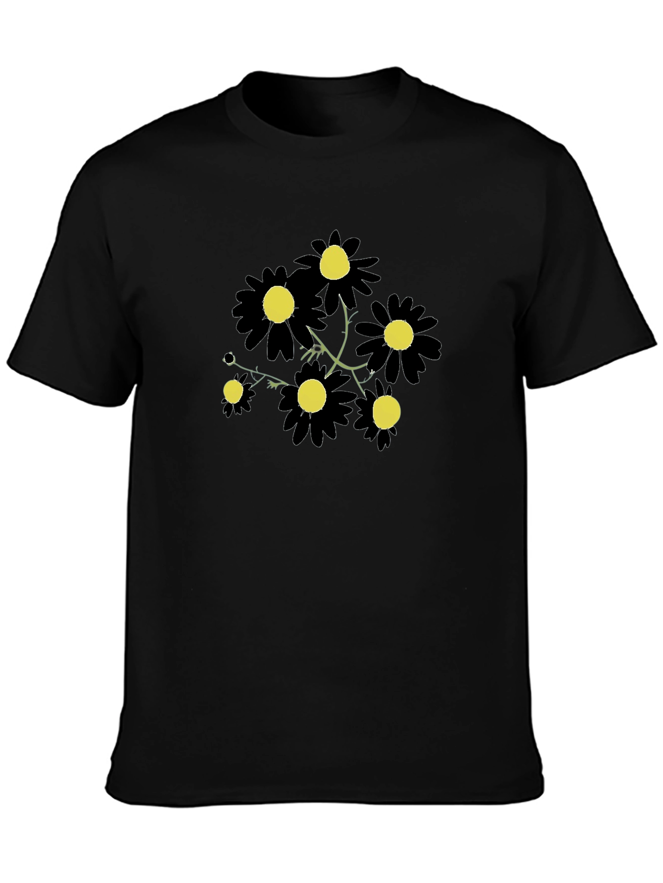 Black Daisy Graphic Tee - Stylish Floral Print