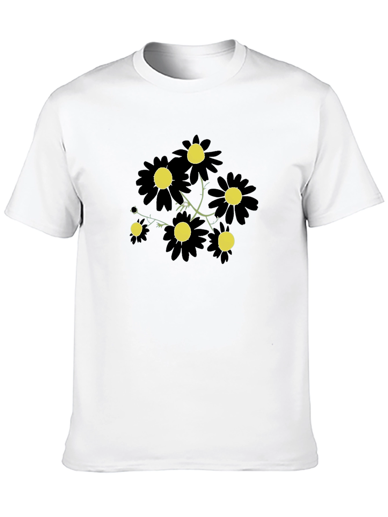 Black Daisy Graphic Tee - Stylish Floral Print