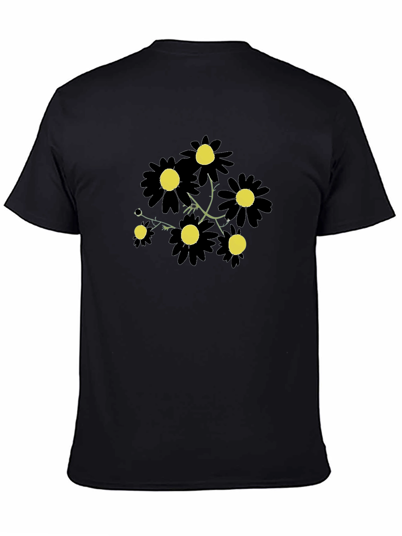 Black Daisy Graphic Tee - Stylish Floral Print