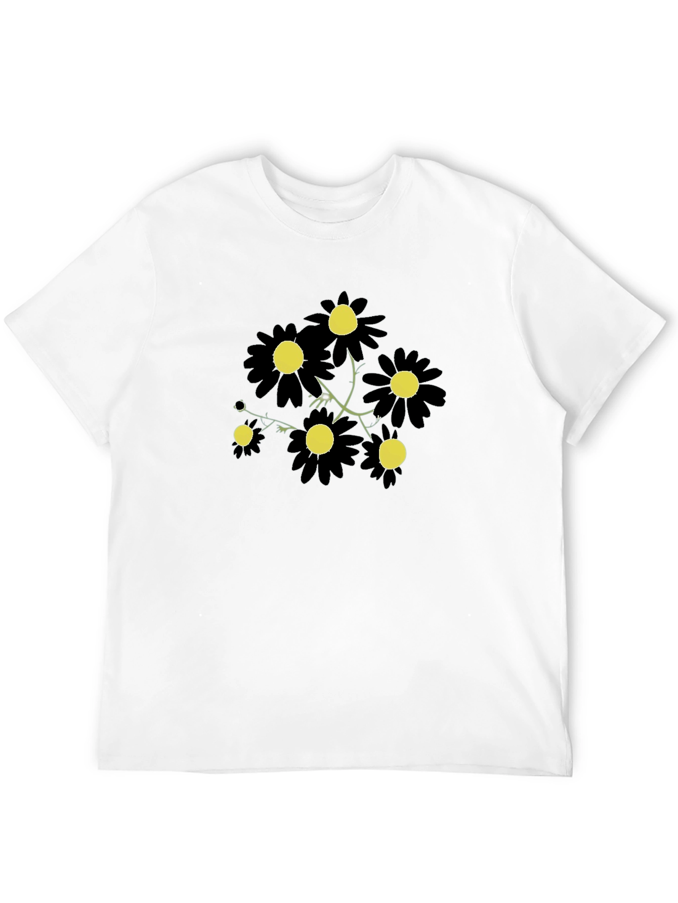 Black Daisy Graphic Tee - Stylish Floral Print