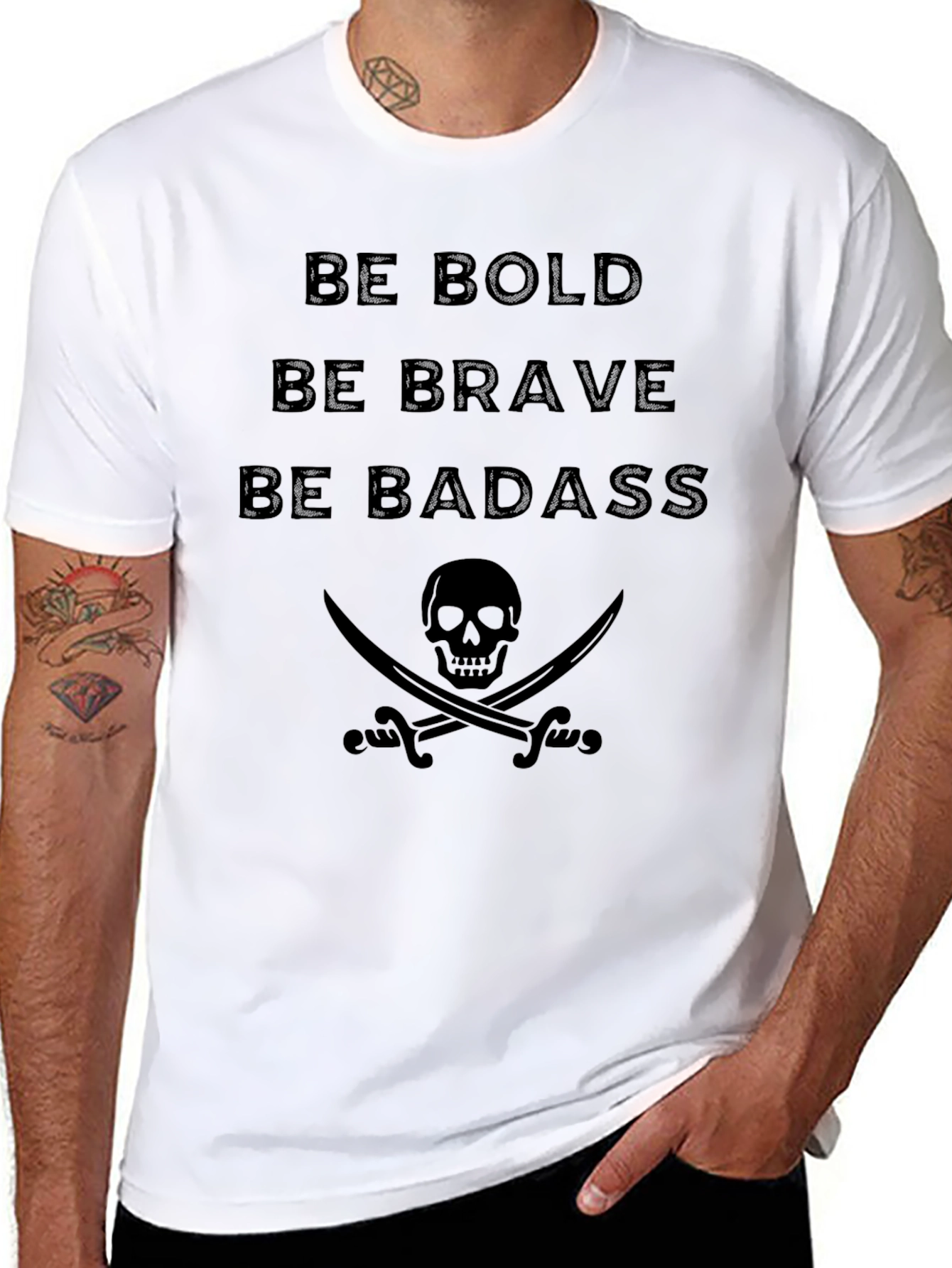 Be Bold Brave Badass Black Graphic Tee