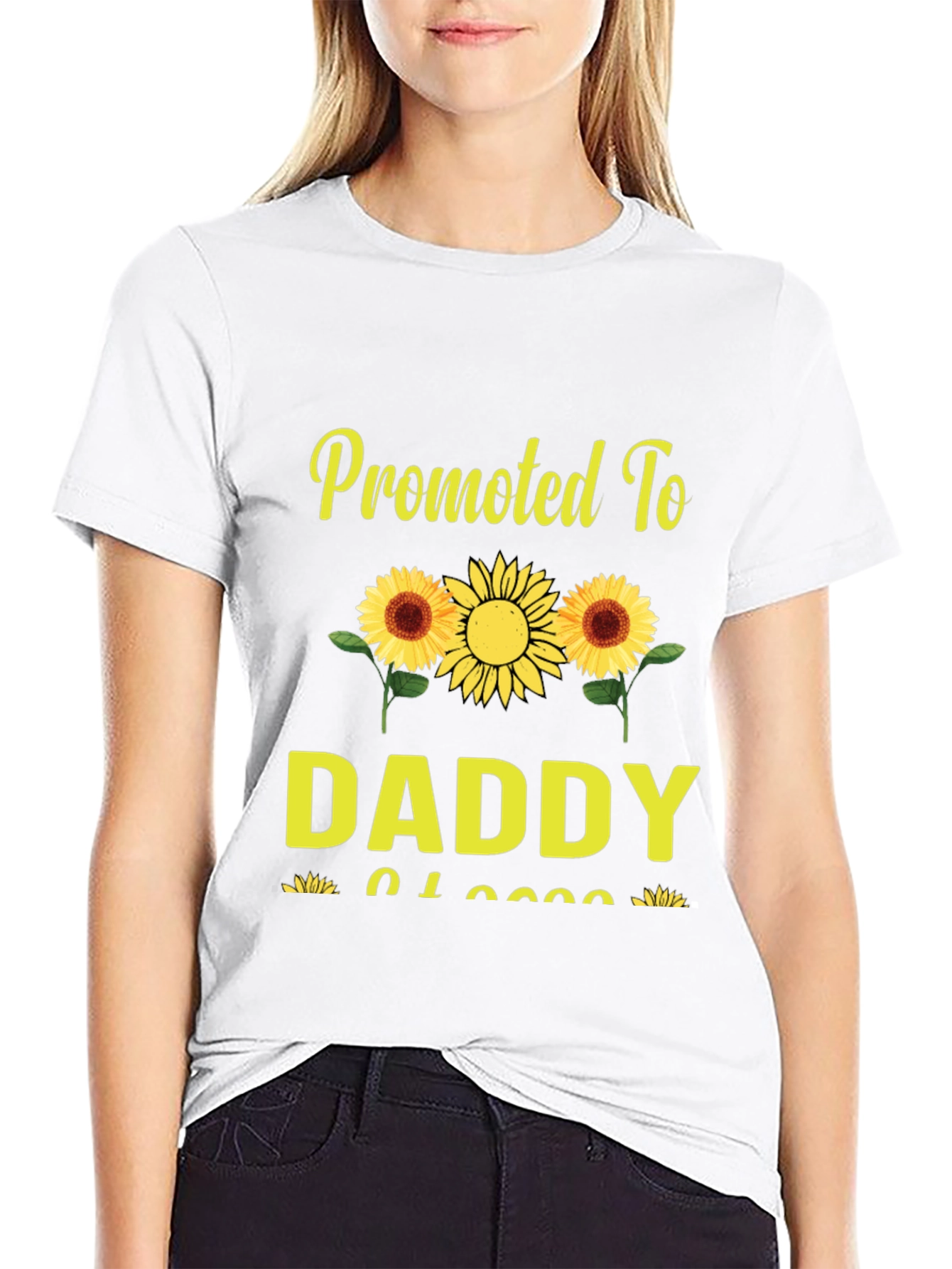 Promoted To Daddy Sunflower Graphic T-Shirt