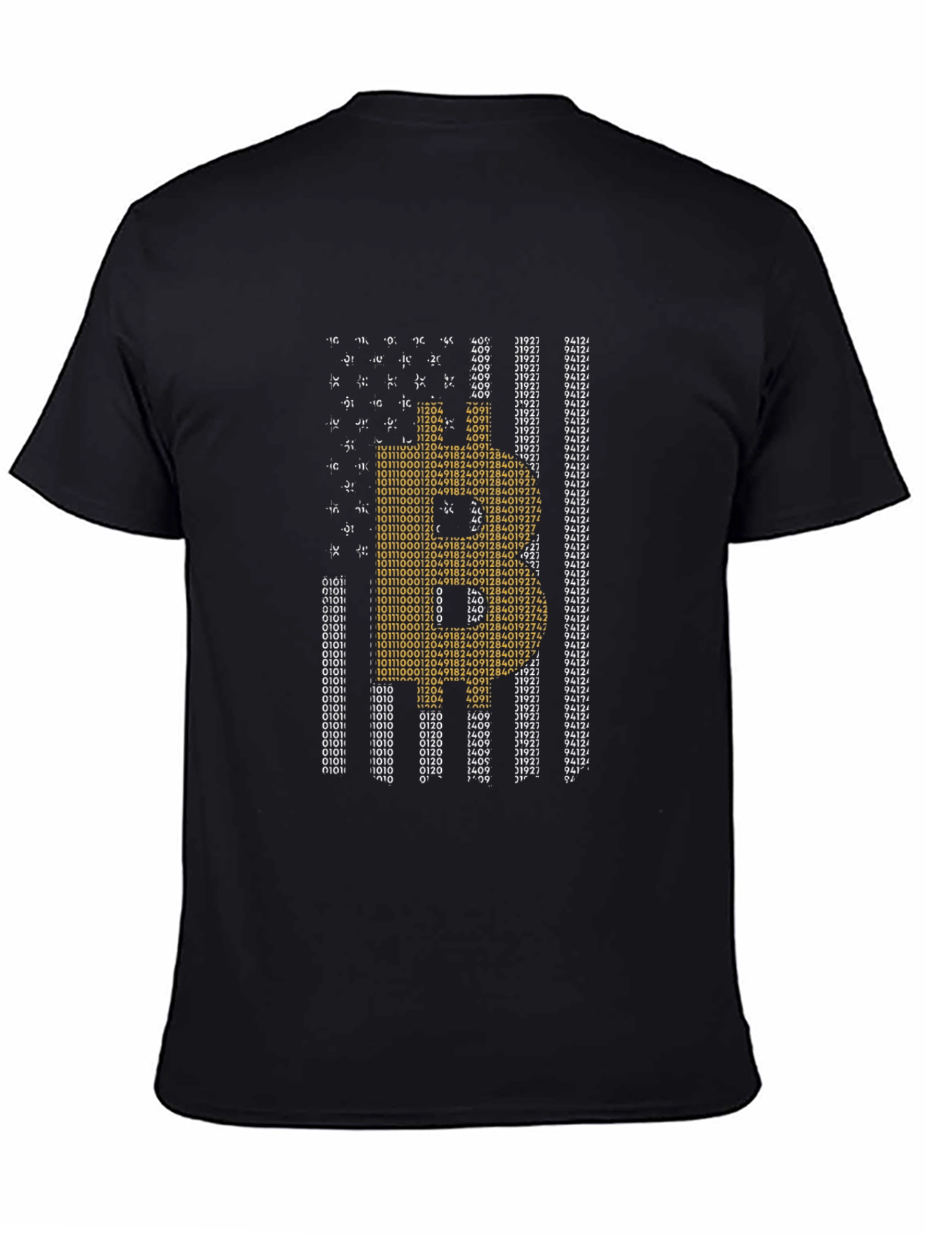 Bitcoin Binary Code American Flag T-Shirt