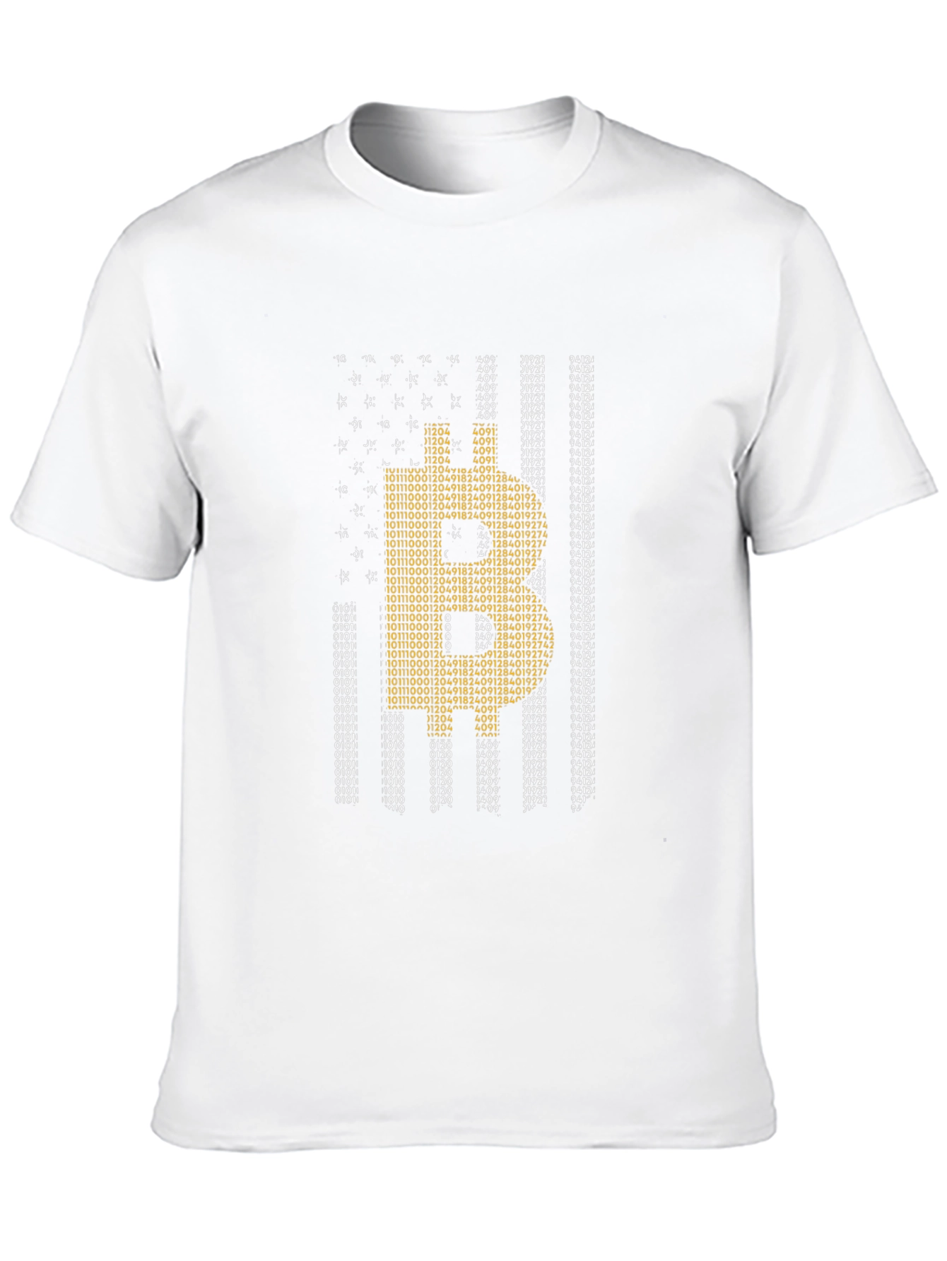 Bitcoin Binary Code American Flag T-Shirt