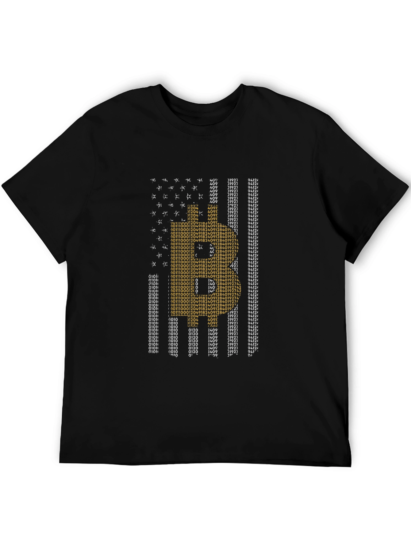 Bitcoin Binary Code American Flag T-Shirt