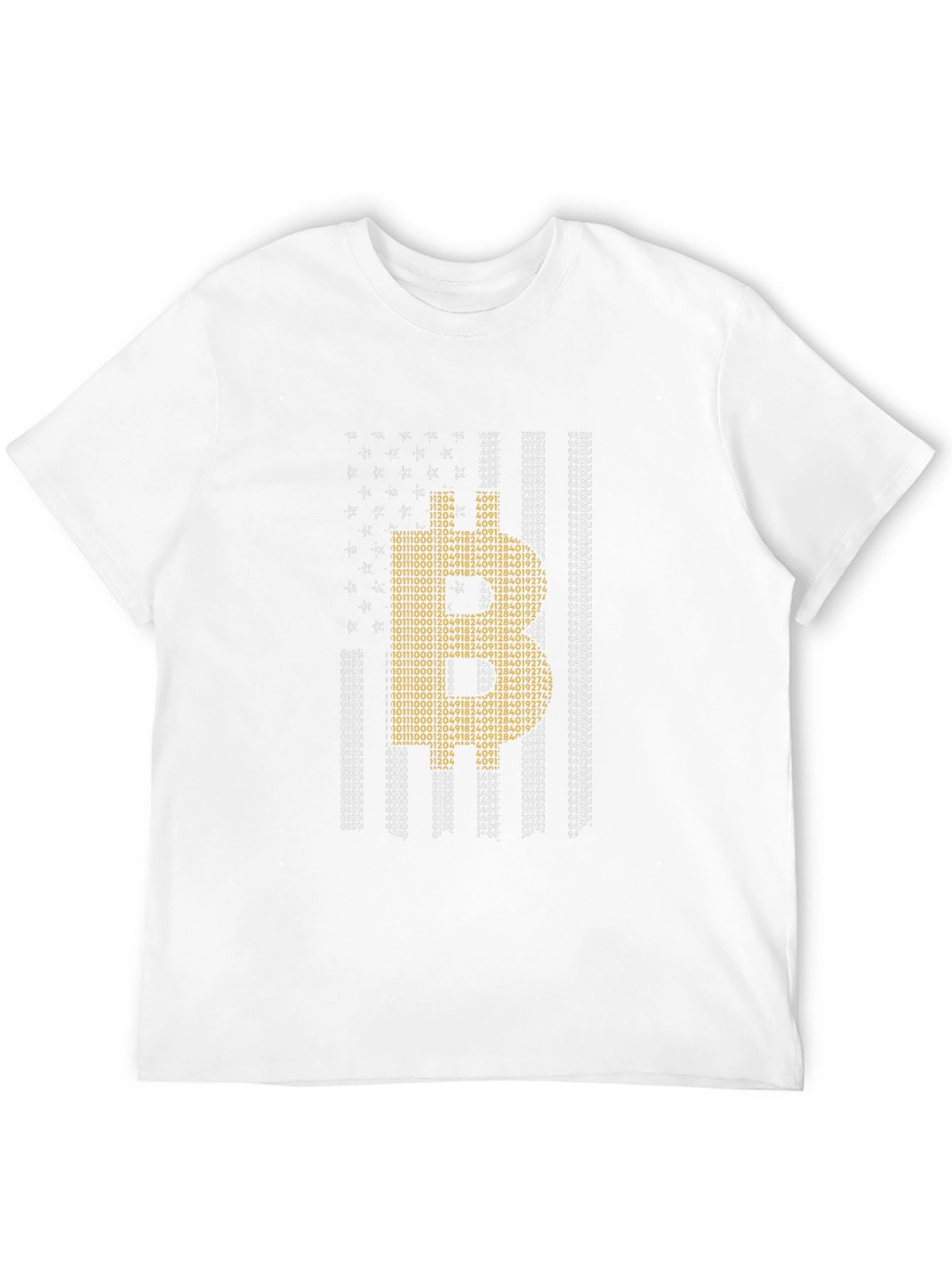 Bitcoin Binary Code American Flag T-Shirt