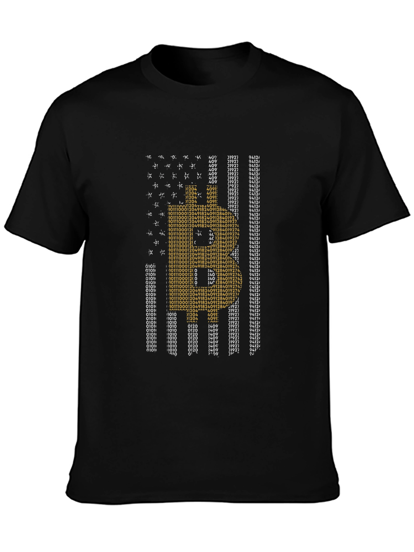 Bitcoin Binary Code American Flag T-Shirt