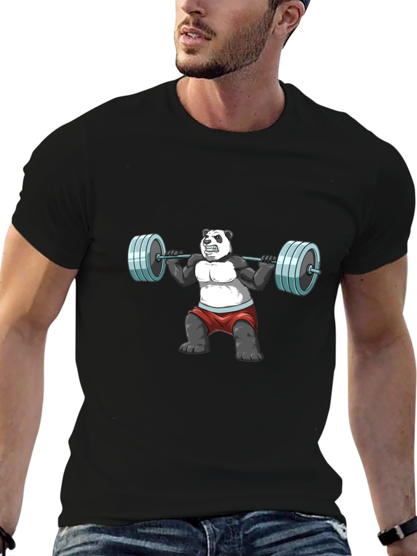 Weightlifting Panda Graphic T-Shirt