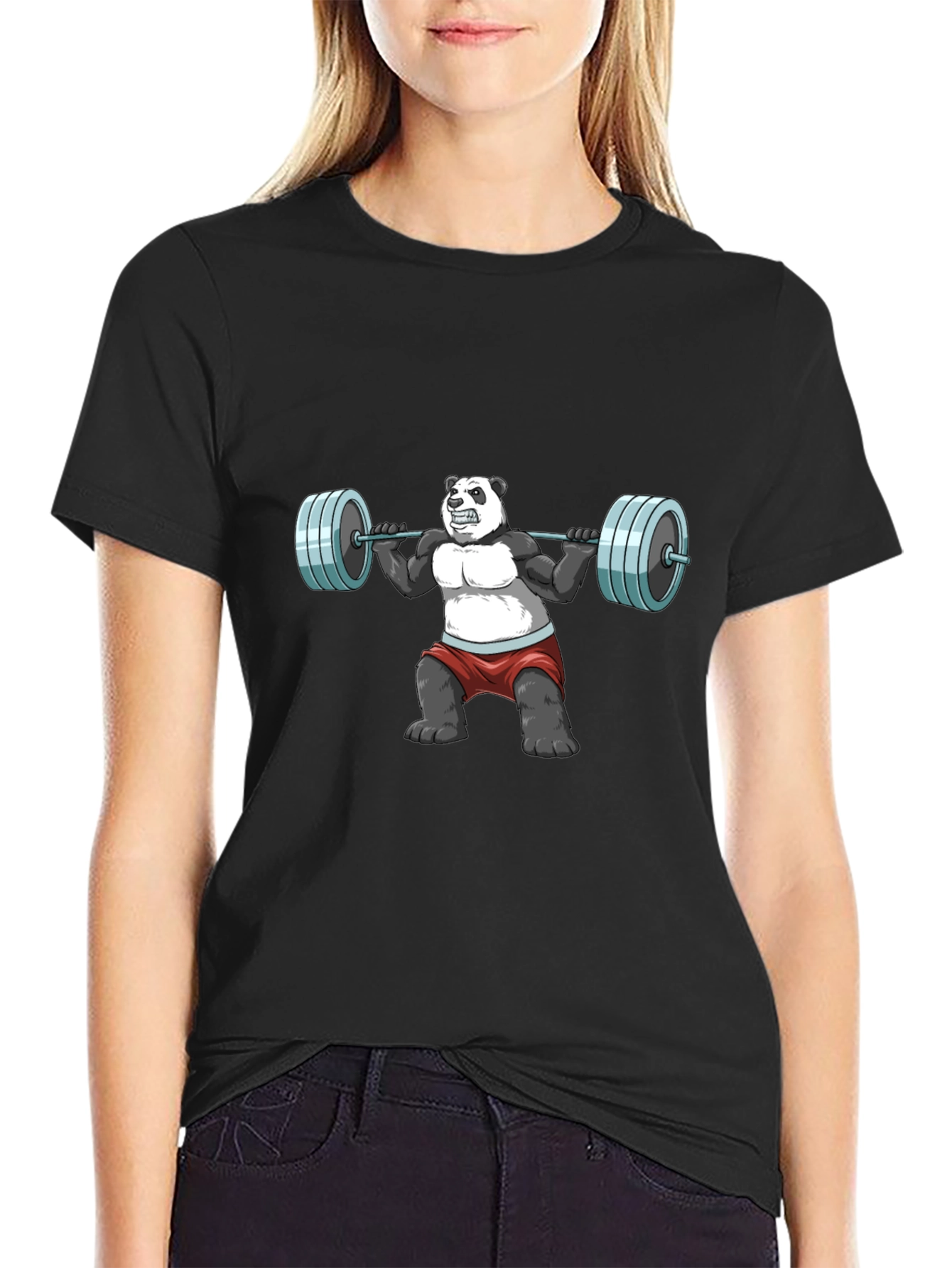 Weightlifting Panda Graphic T-Shirt