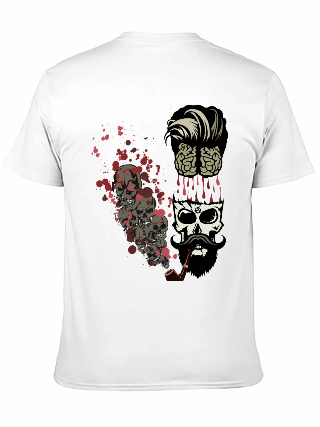 Skull & Brain Graphic Print Black T-Shirt