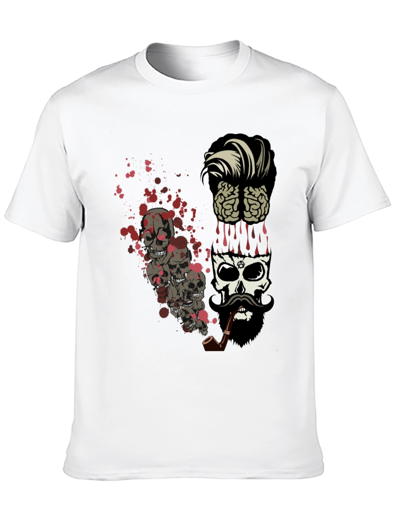 Skull & Brain Graphic Print Black T-Shirt