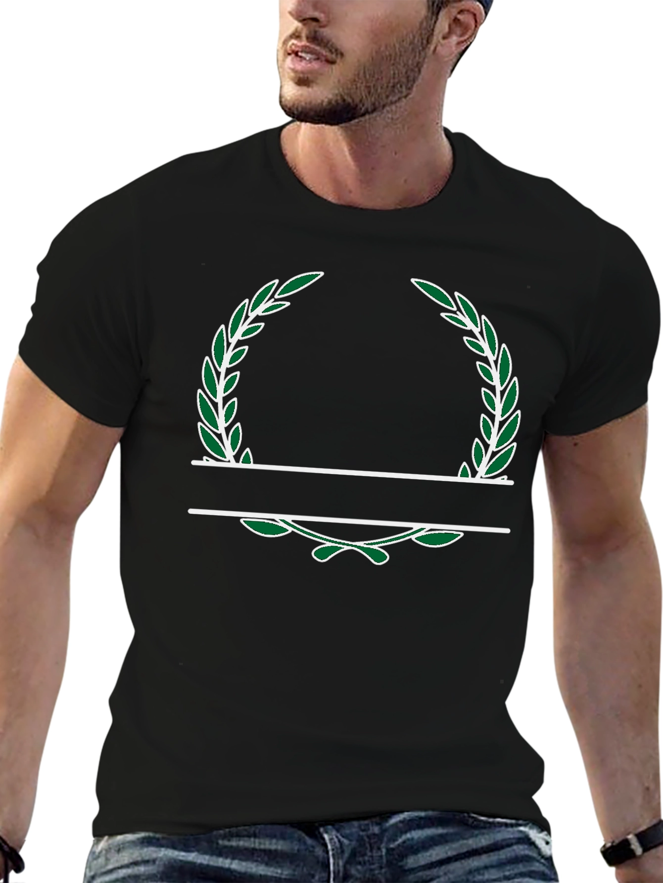 Personalized Laurel Wreath Black T-Shirt