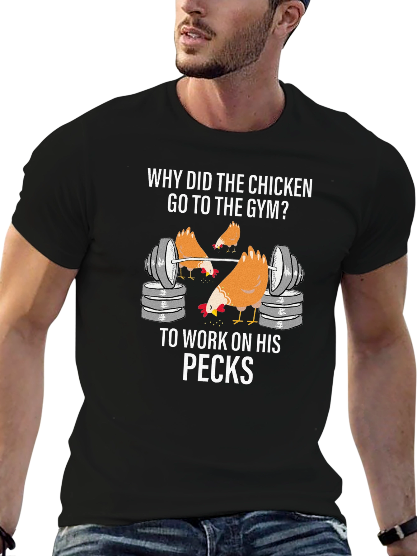 Chicken Gym T-Shirt: Work On Your Pecks