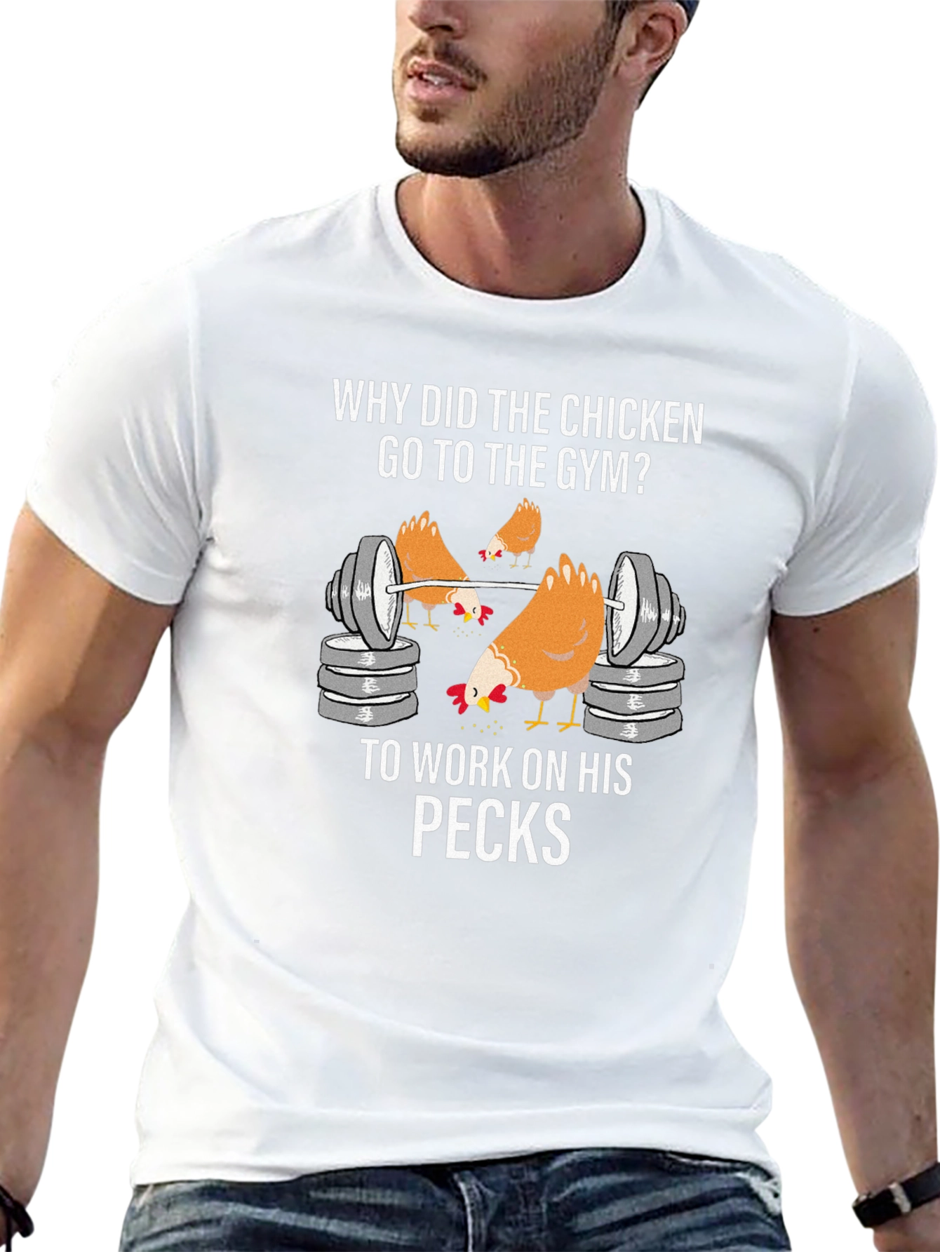 Chicken Gym T-Shirt: Work On Your Pecks