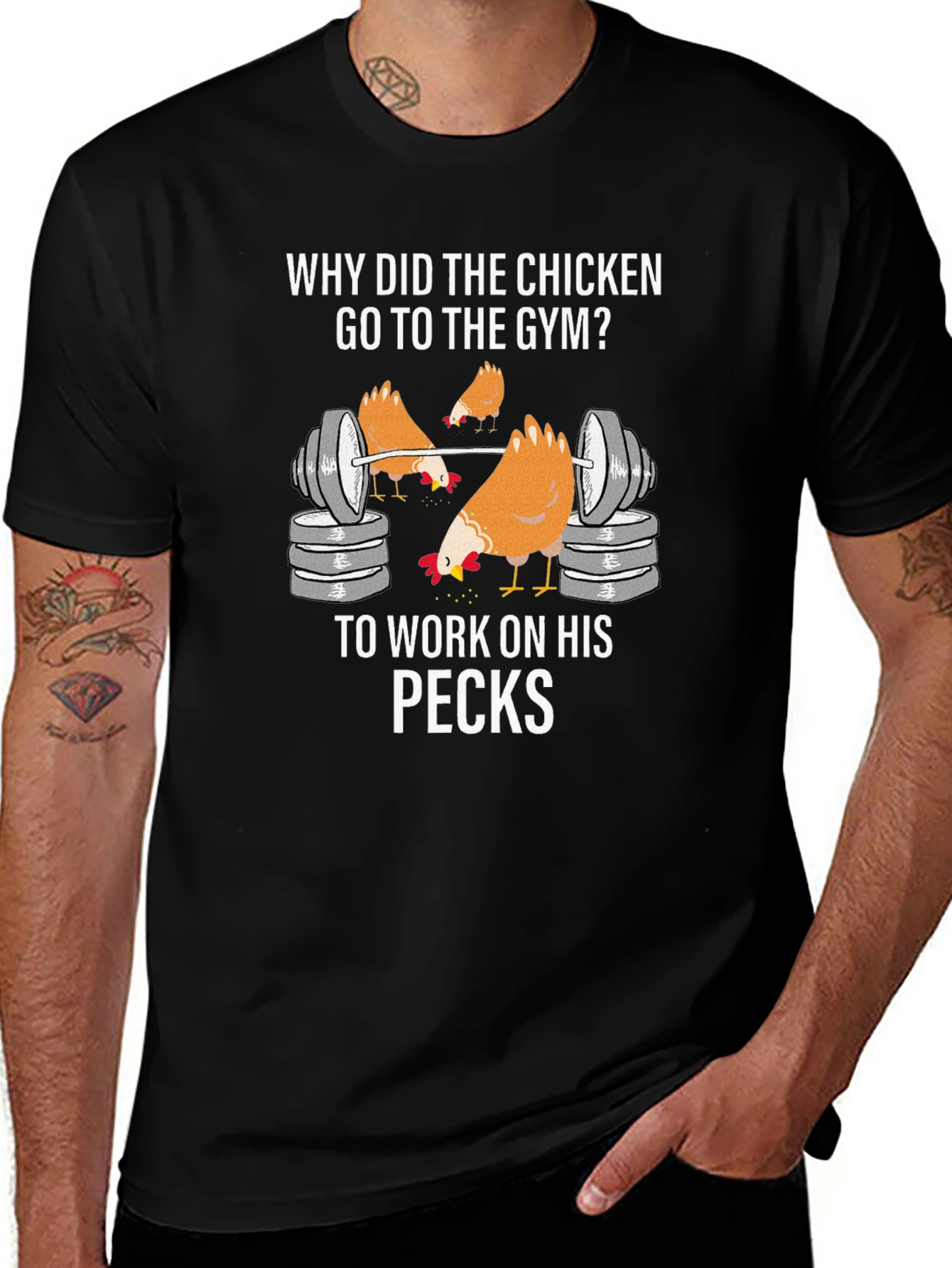 Chicken Gym T-Shirt: Work On Your Pecks