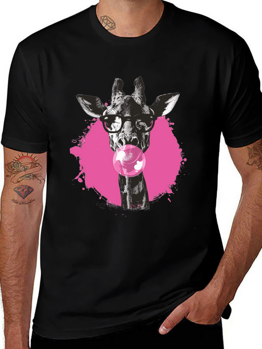 Giraffe Bubblegum Graphic Tee - Cool Animal Print Shirt