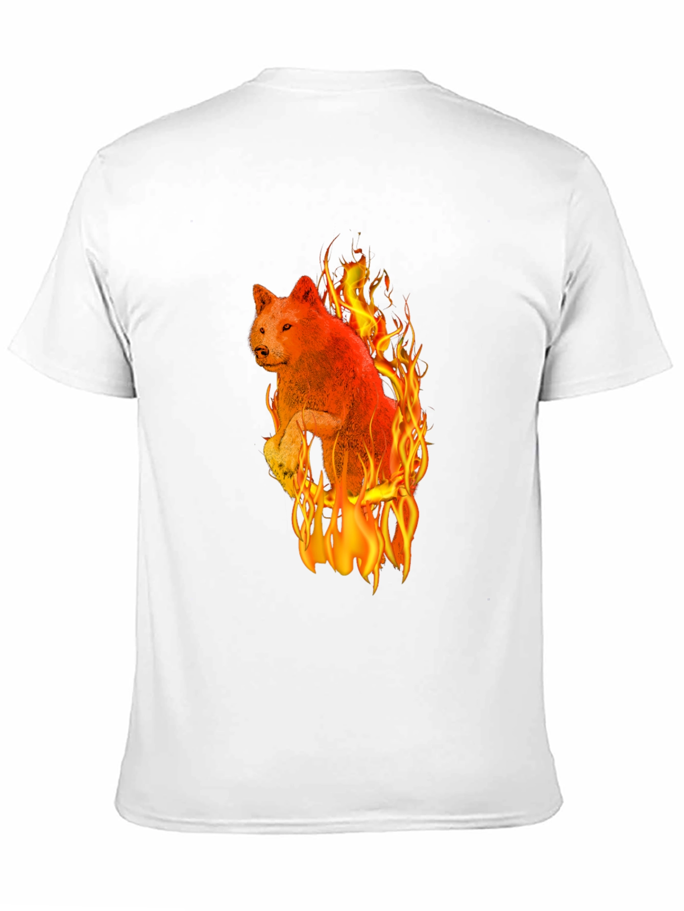 Fiery Wolf Graphic Tee - Black Cotton T-Shirt