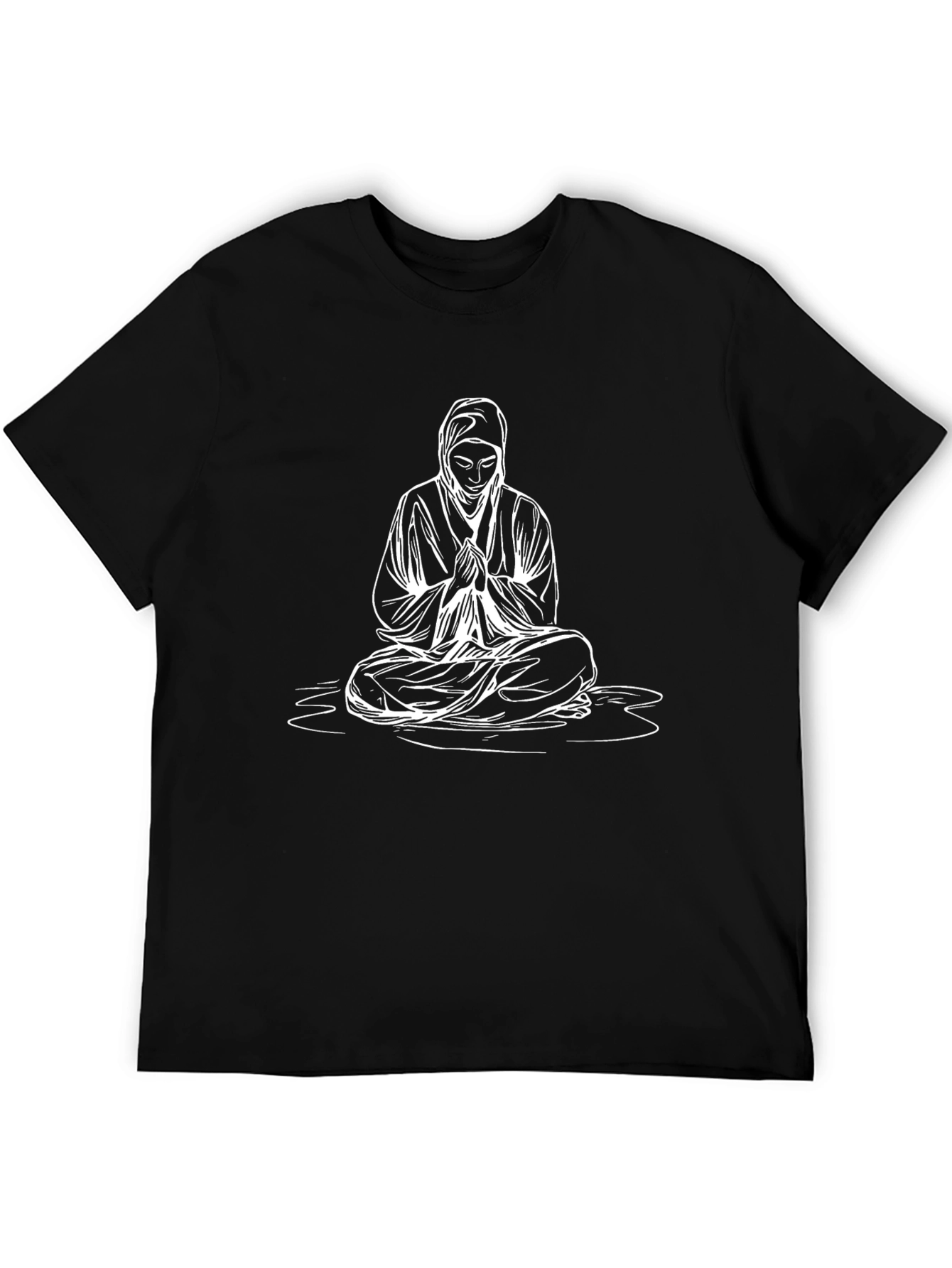 Meditating Figure Graphic Tee - Black