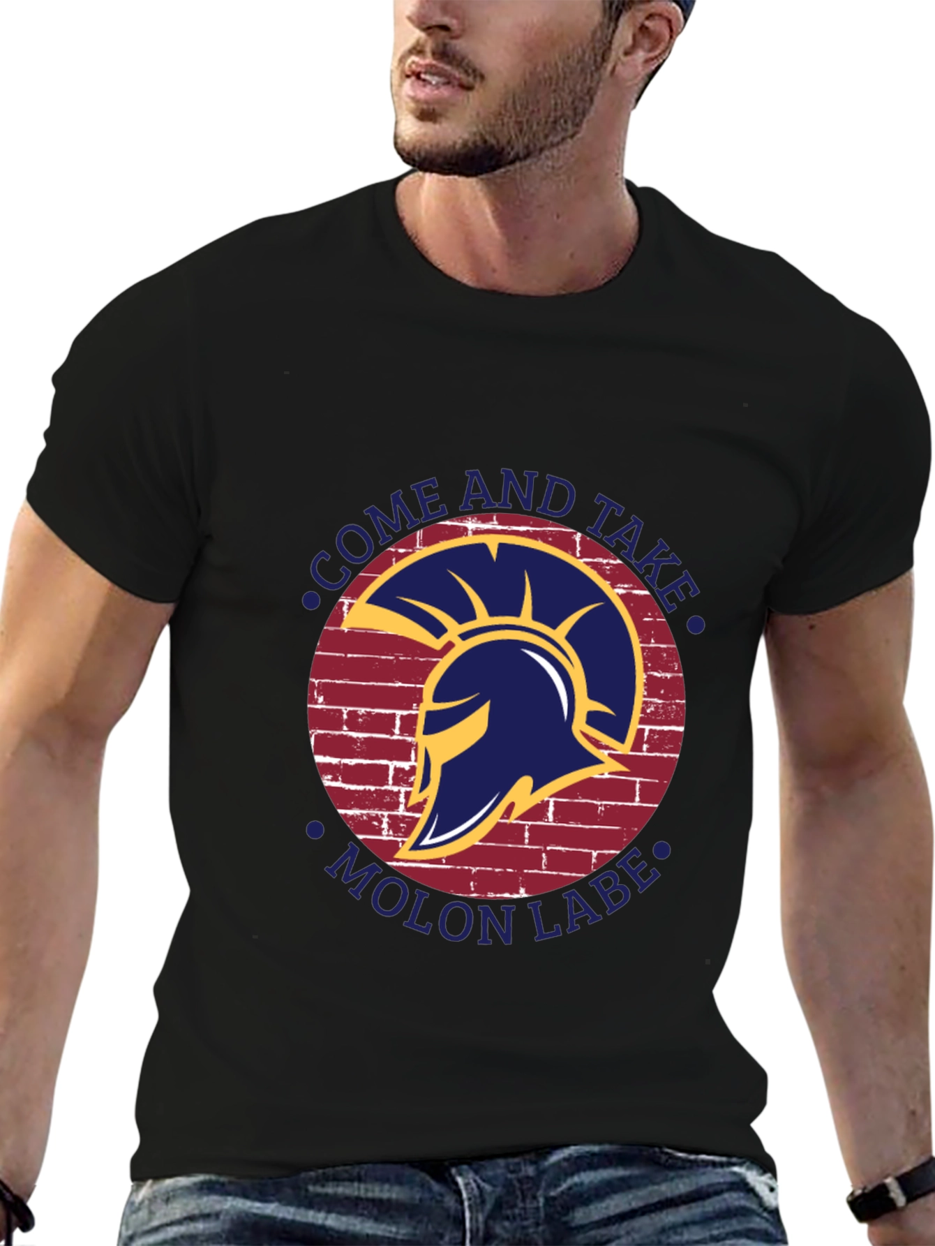 Molon Labe Spartan Helmet Graphic Tee