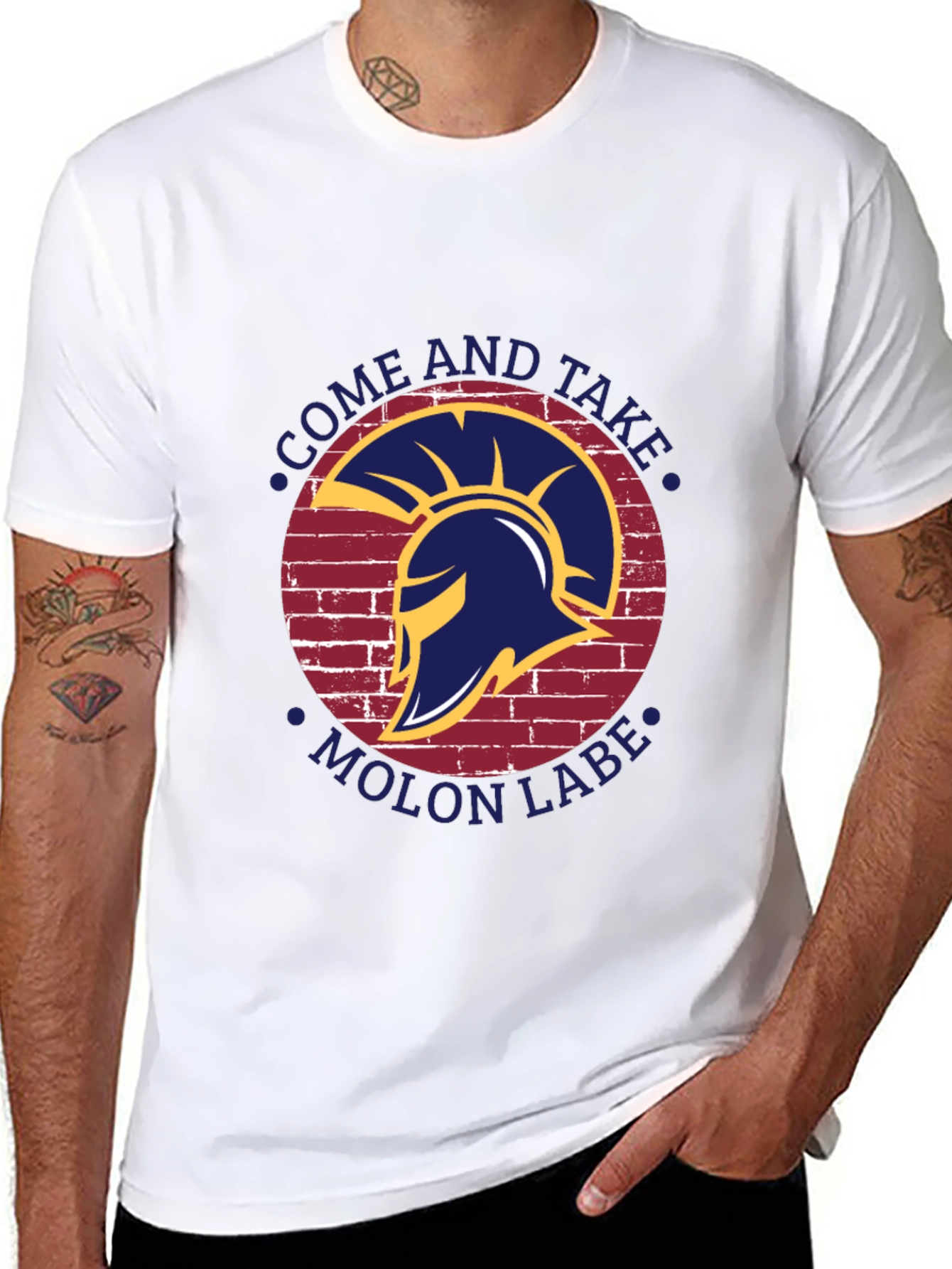 Molon Labe Spartan Helmet Graphic Tee