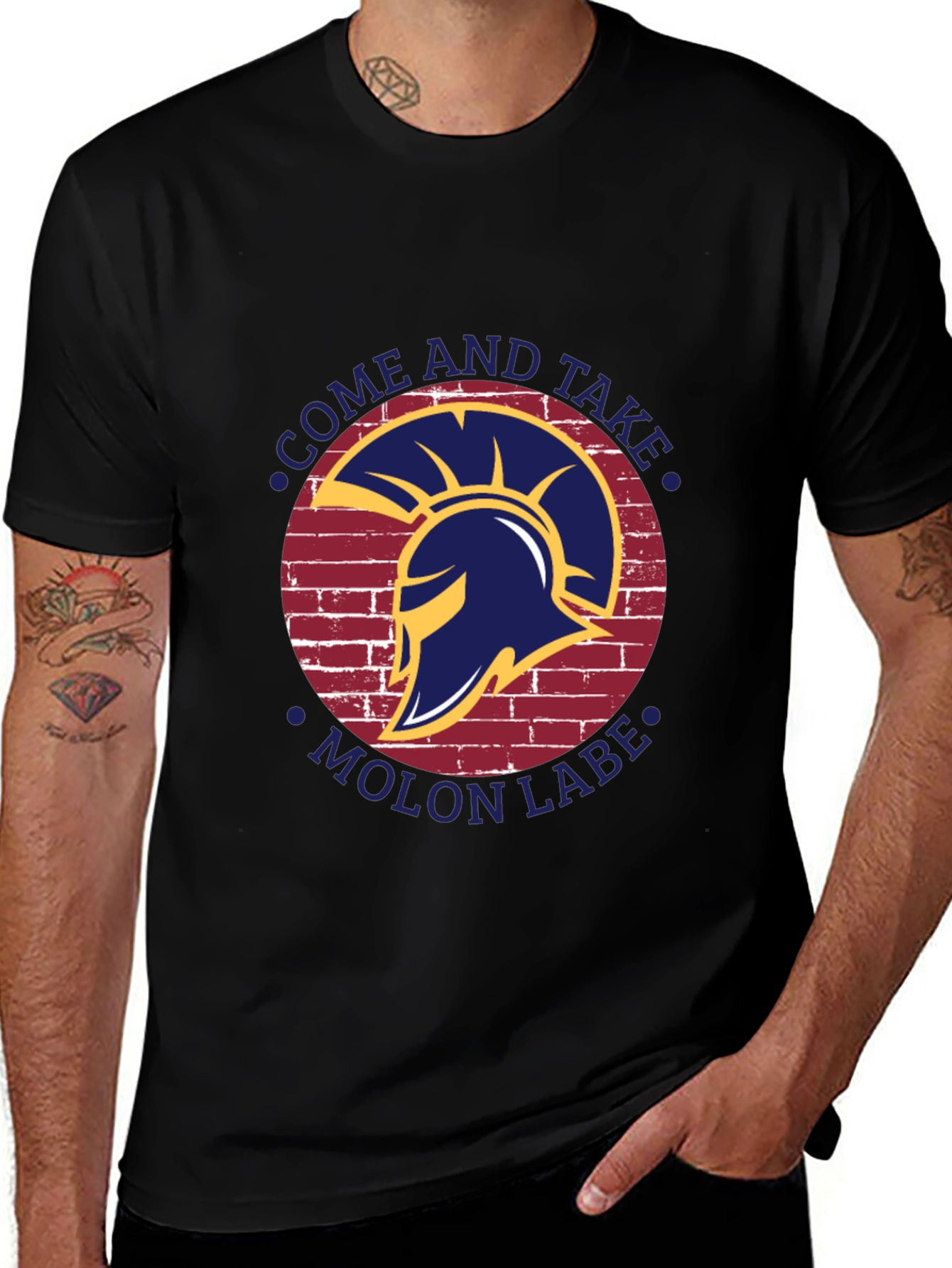 Molon Labe Spartan Helmet Graphic Tee