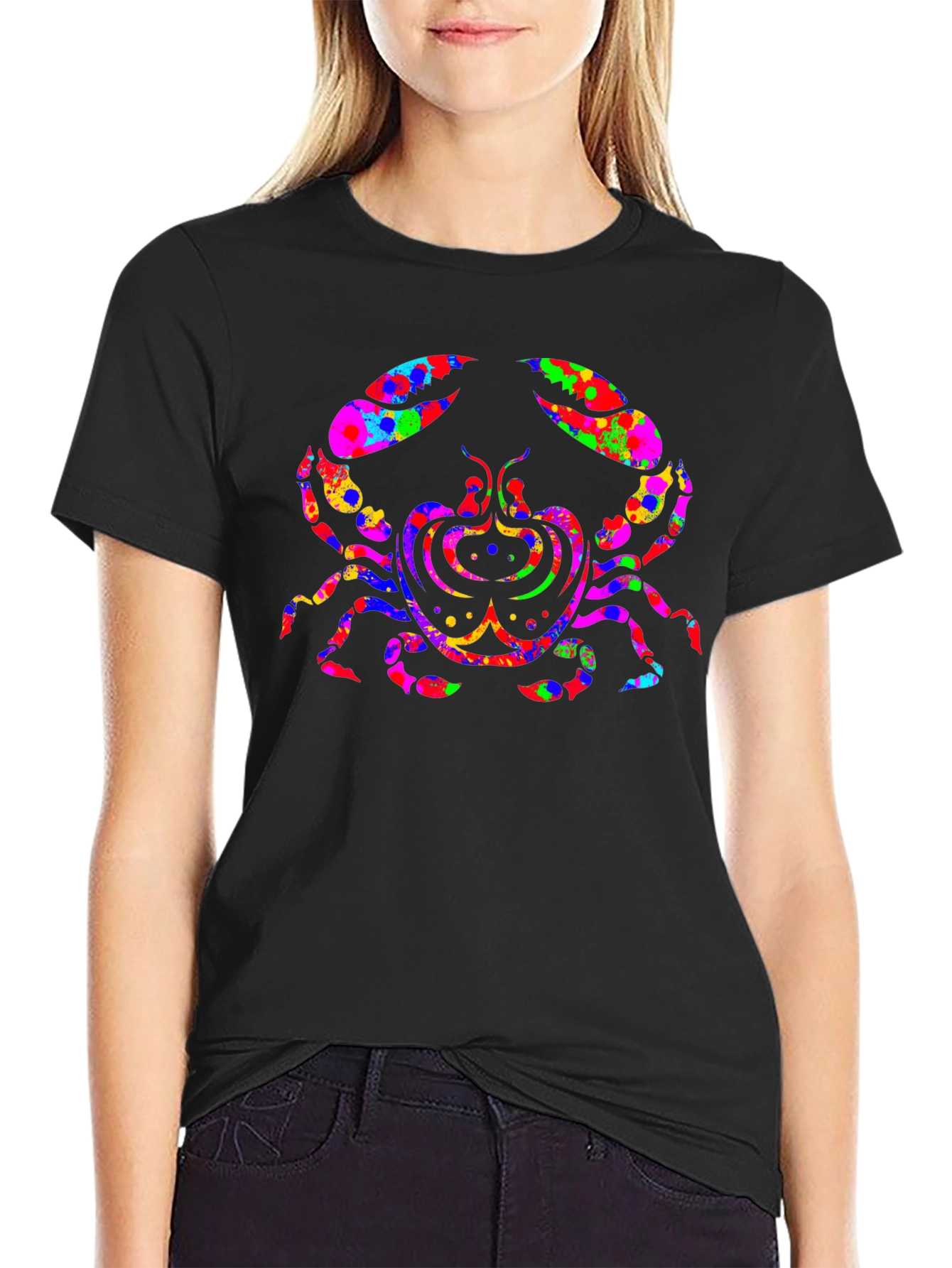 Psychedelic Crab Graphic Tee - Black