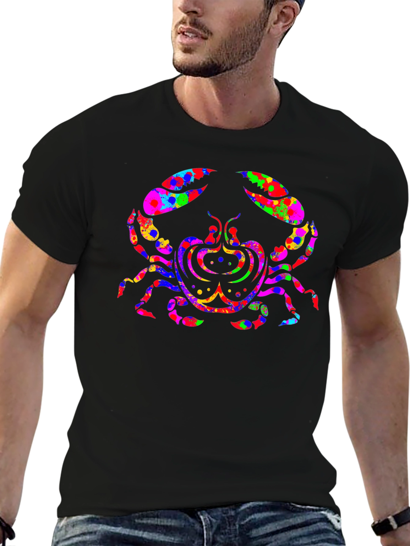 Psychedelic Crab Graphic Tee - Black