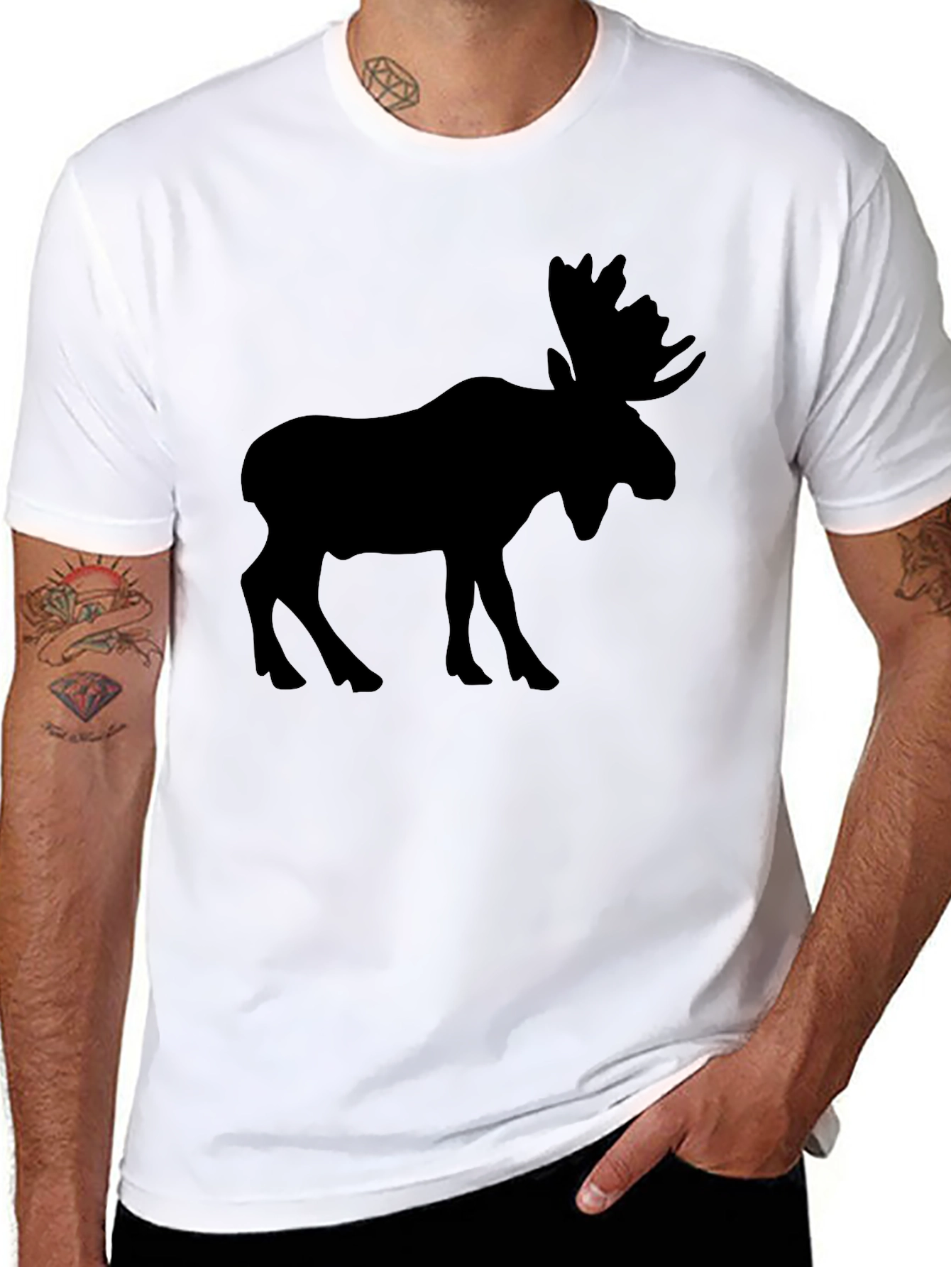 Moose Silhouette Black T-Shirt
