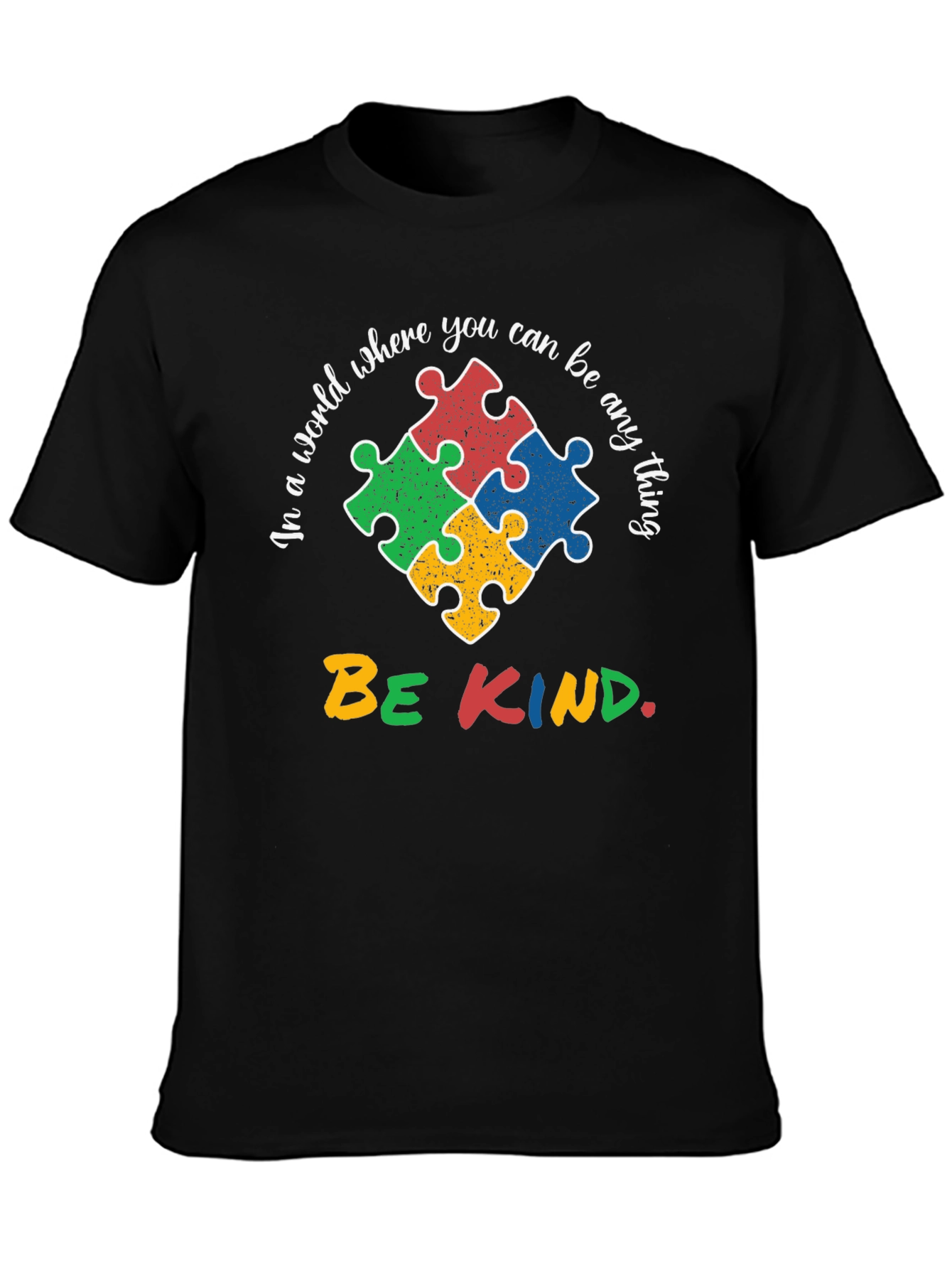 Autism Awareness T-Shirt - Be Kind Puzzle Design