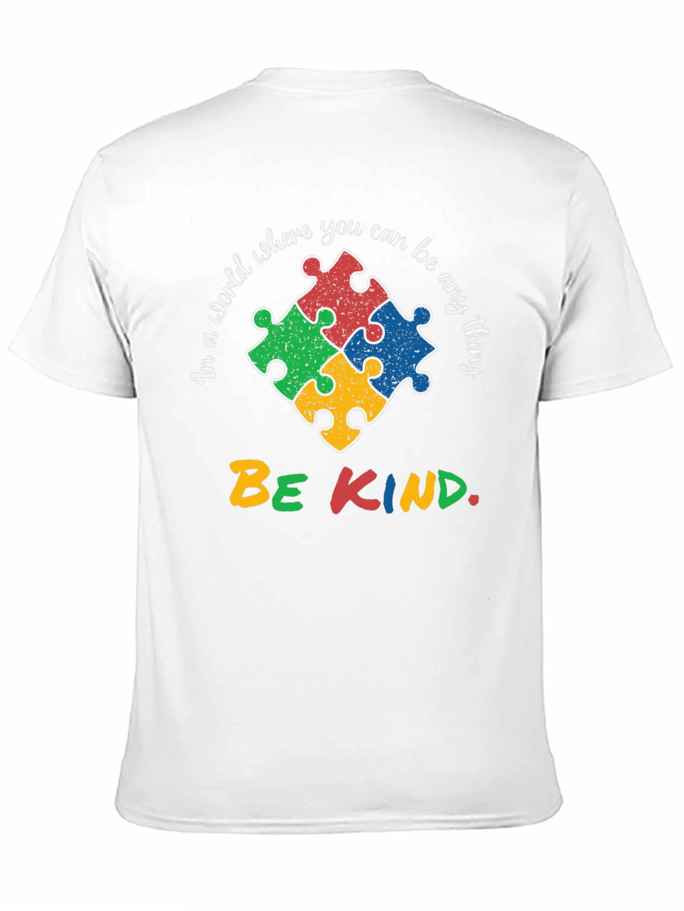 Autism Awareness T-Shirt - Be Kind Puzzle Design