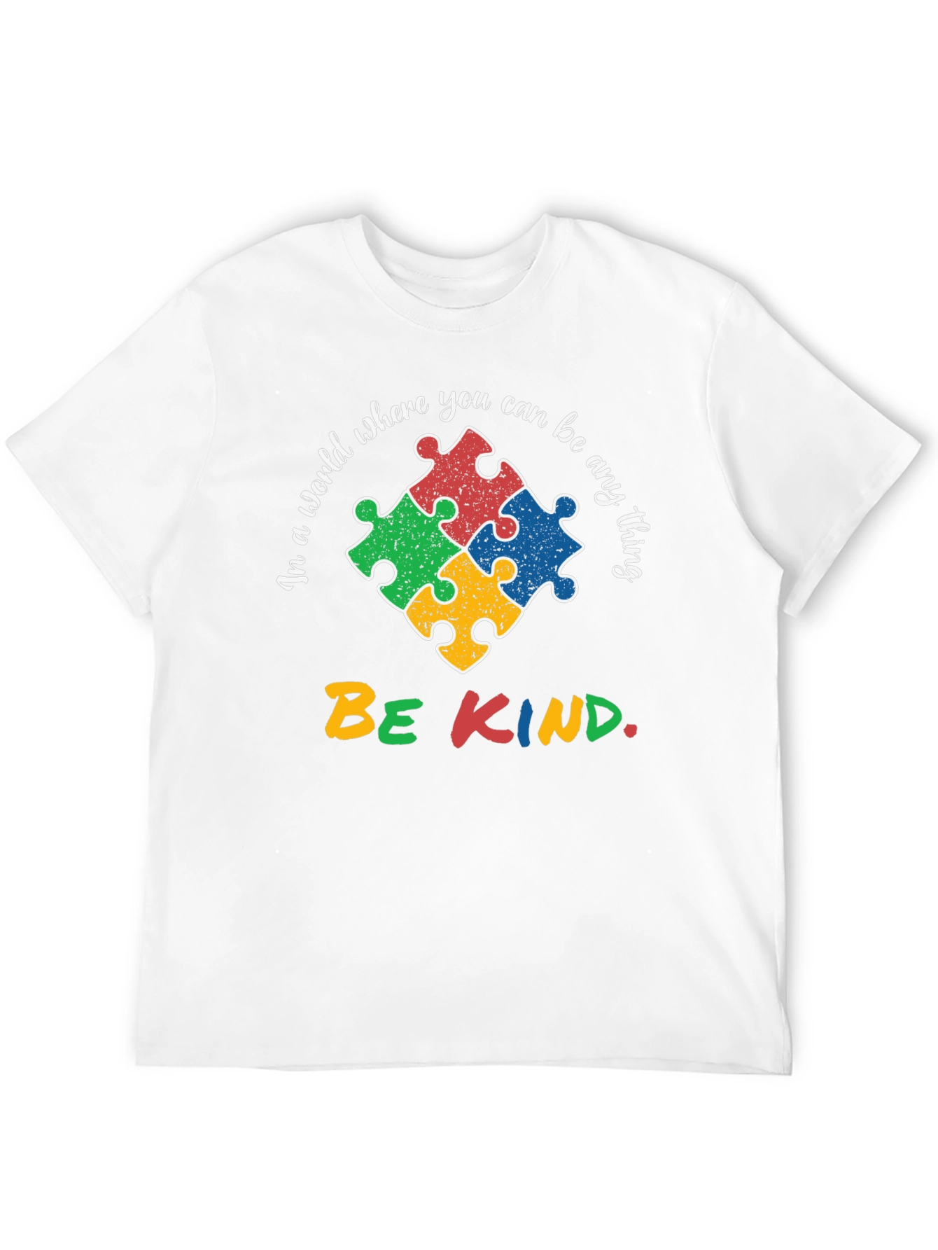 Autism Awareness T-Shirt - Be Kind Puzzle Design