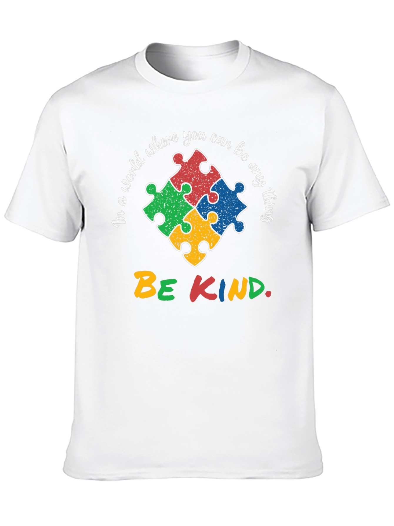 Autism Awareness T-Shirt - Be Kind Puzzle Design