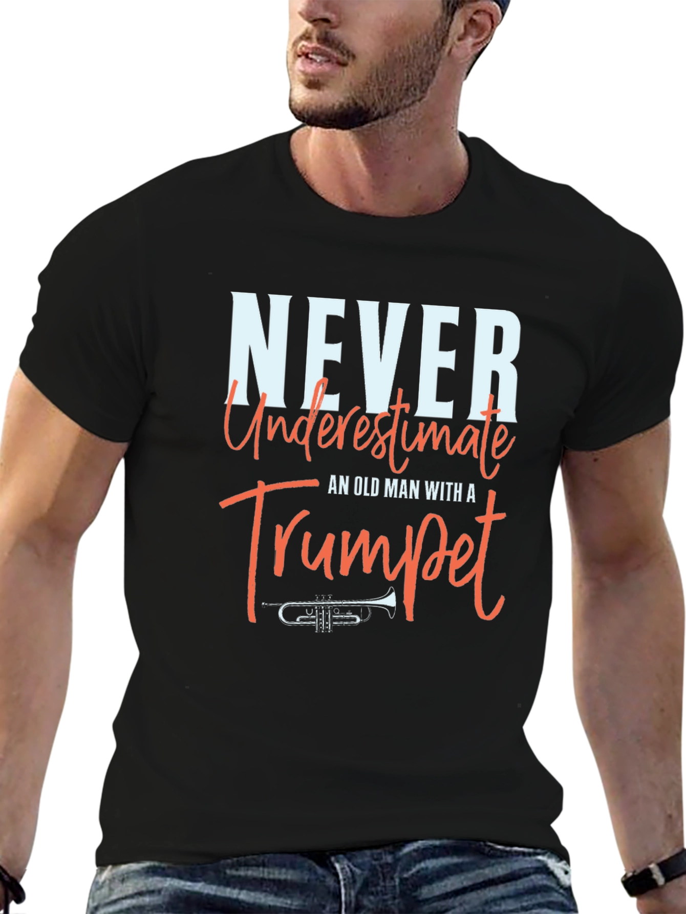 Never Underestimate Trumpet Old Man T-Shirt